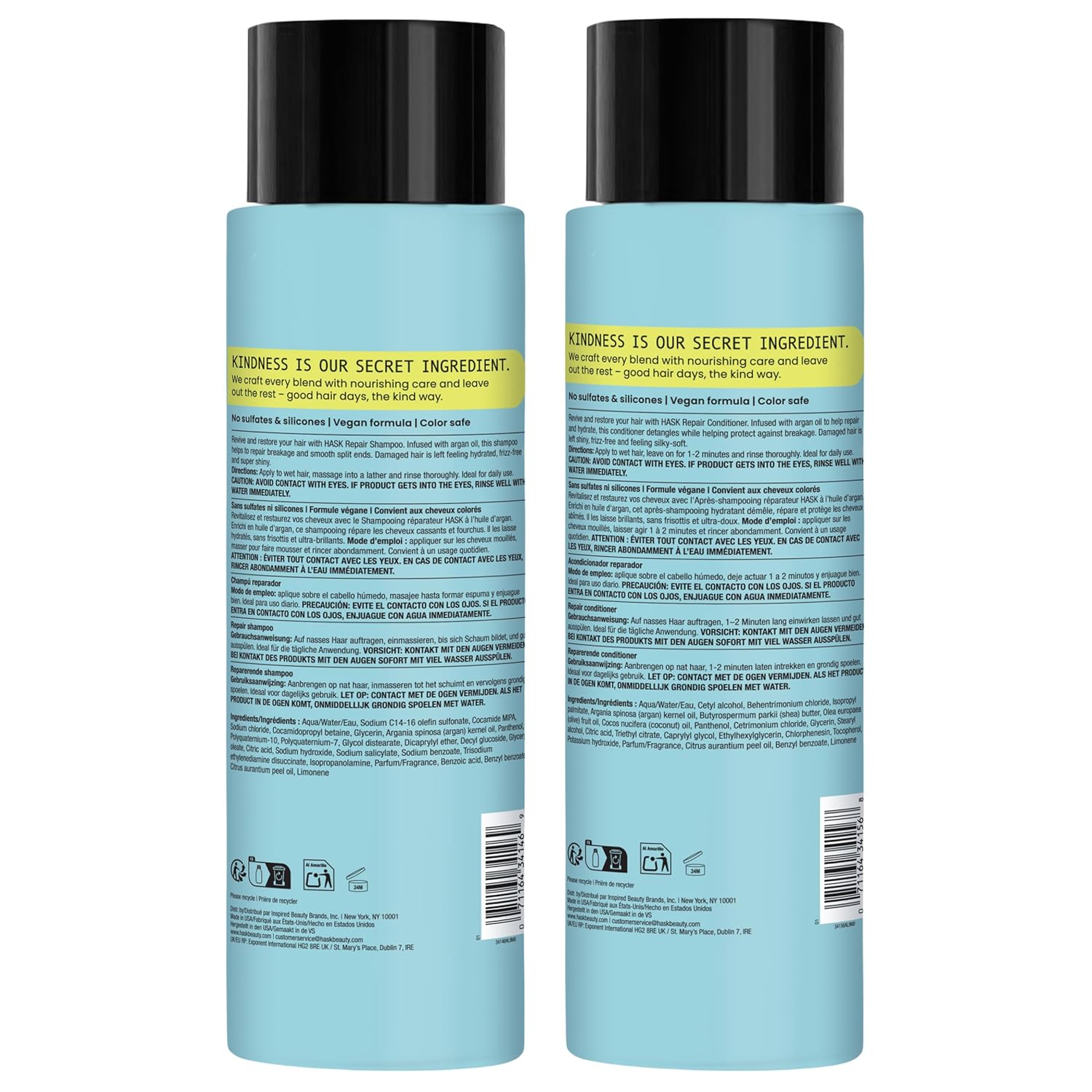 HASK Shampoo + Conditioner Set | Color Safe, Sulfate-Free, Paraben-Free, Gluten-Free, Cruelty-Free | 16oz each, 2 Pack - Image 7