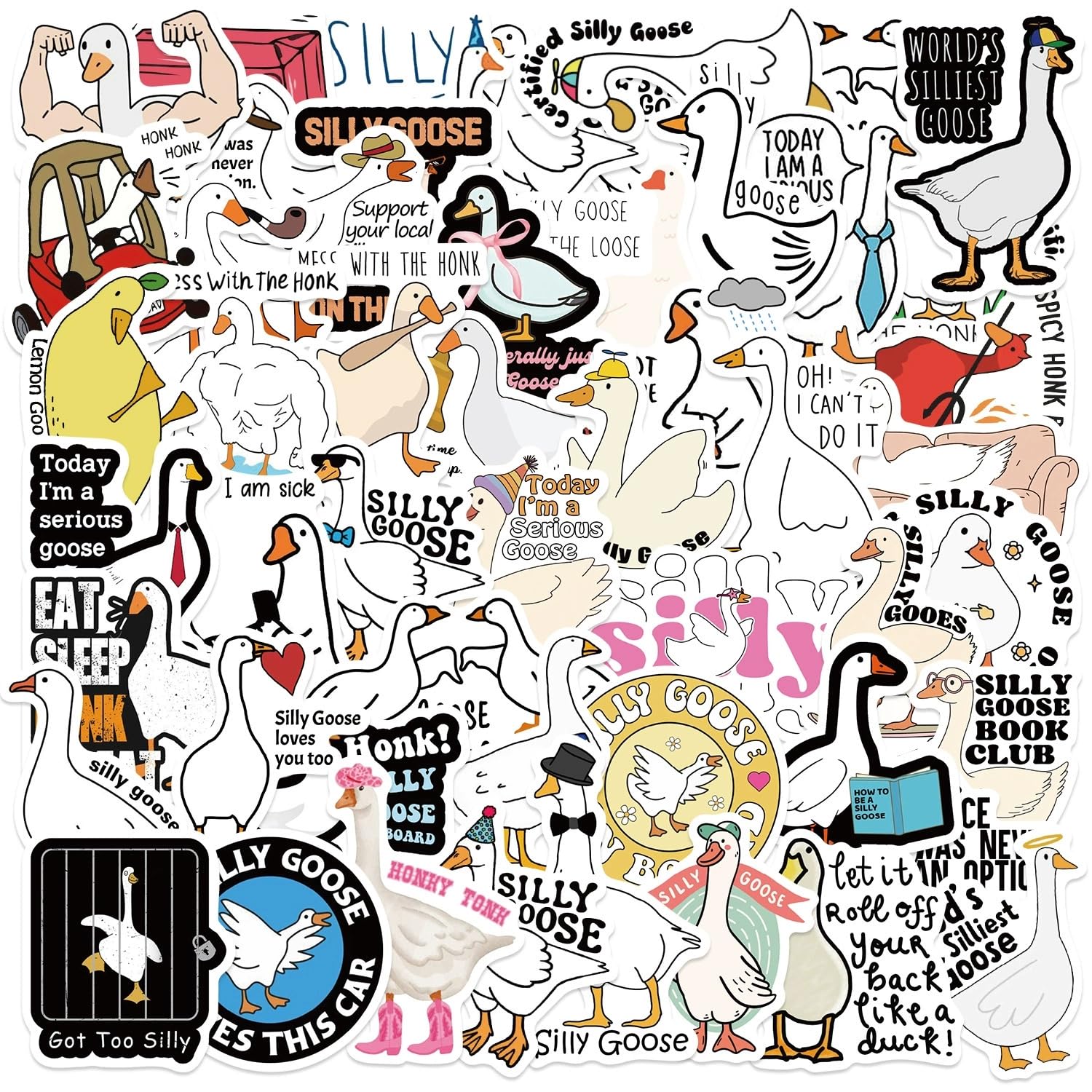 50PCS Cute Duck Stickers Kawaii Cartoon Duck Waterproof Stickers Pack for Kids Cool Deacls Graffiti Vinyl for Adults Water Bottle Skateboard Luggage Laptop Computer Phone