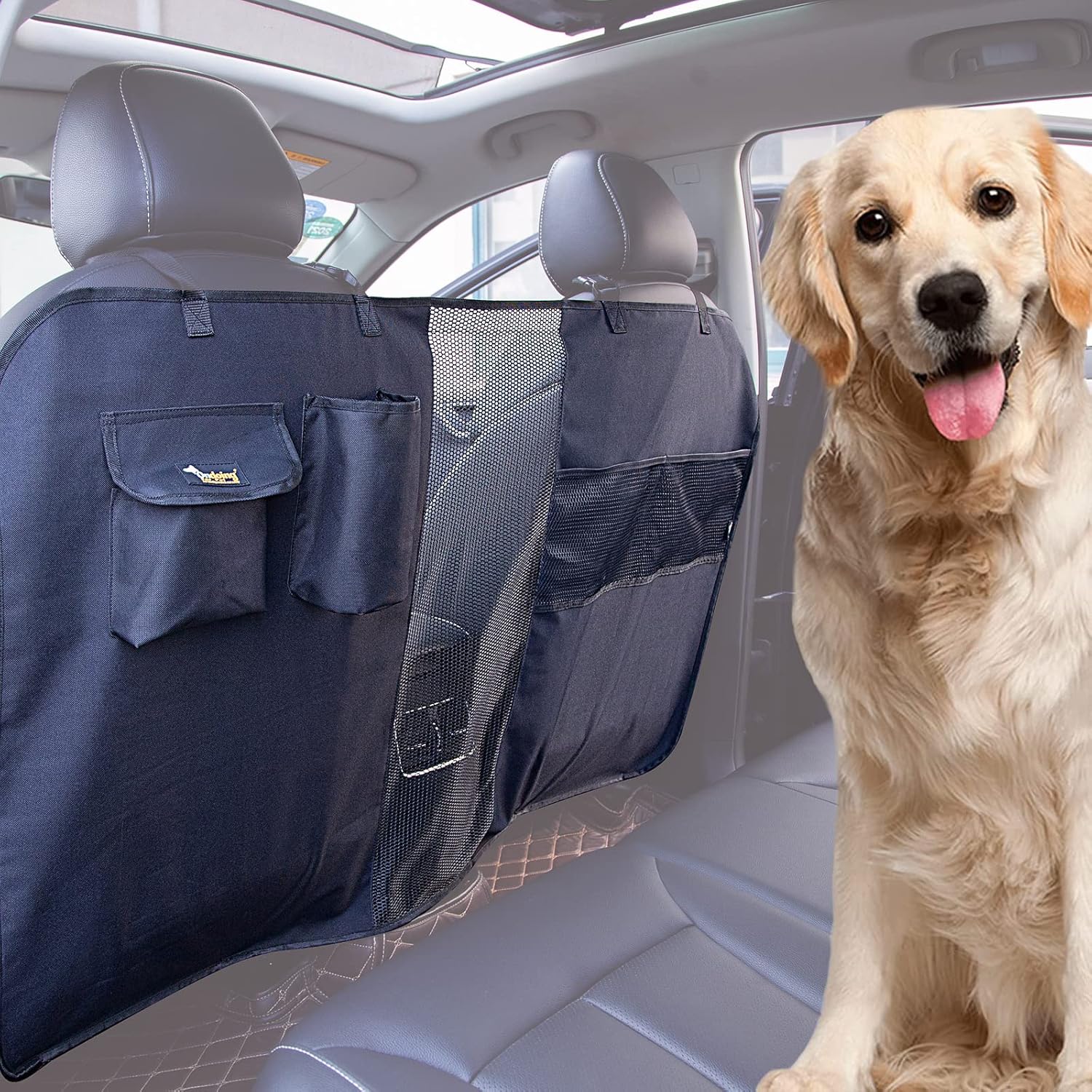 HAIKUADAY Dog Car Net Barrier 48" with Storage Bag and