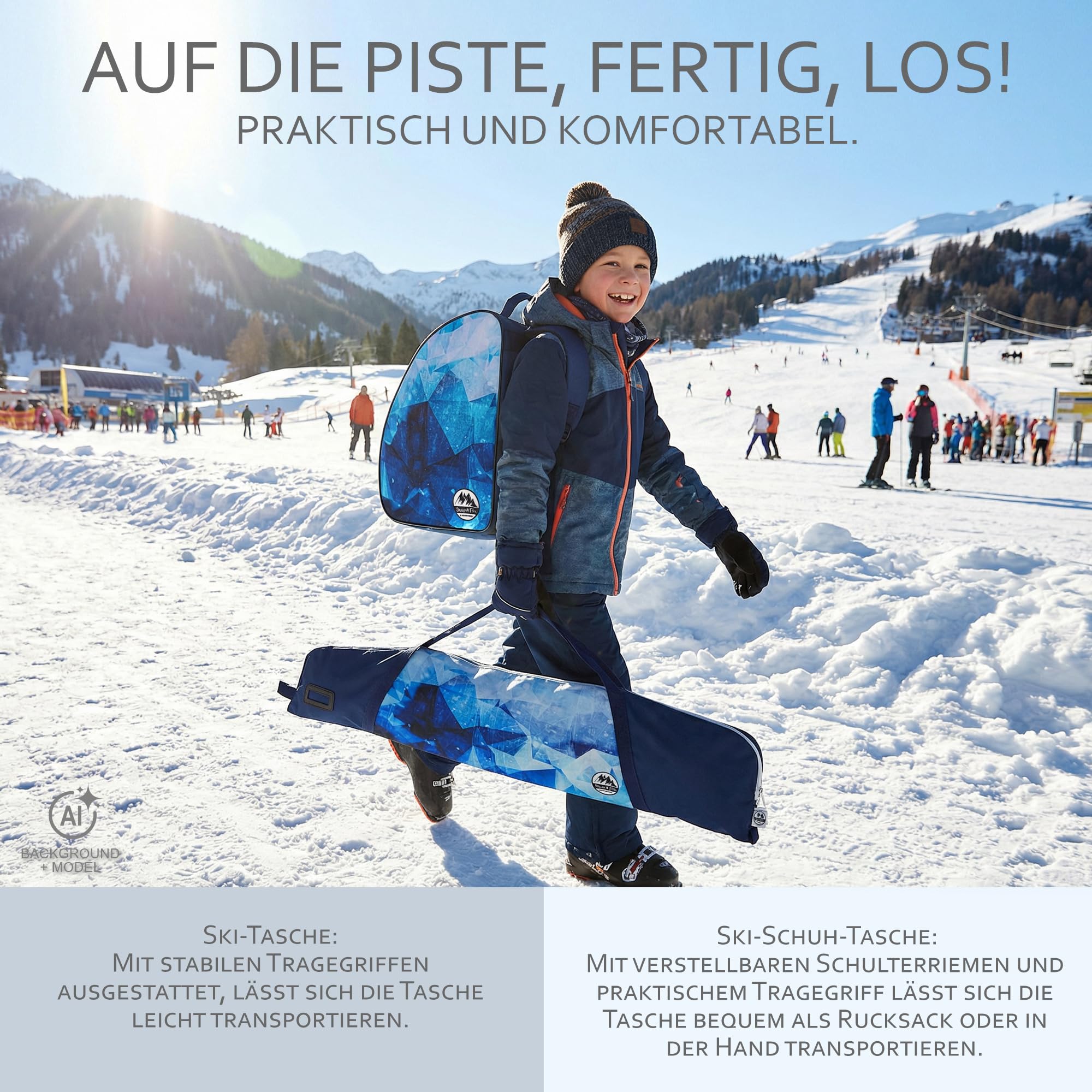 Ski Taschen Set für Kinder Skitasche & Skischuhtasche