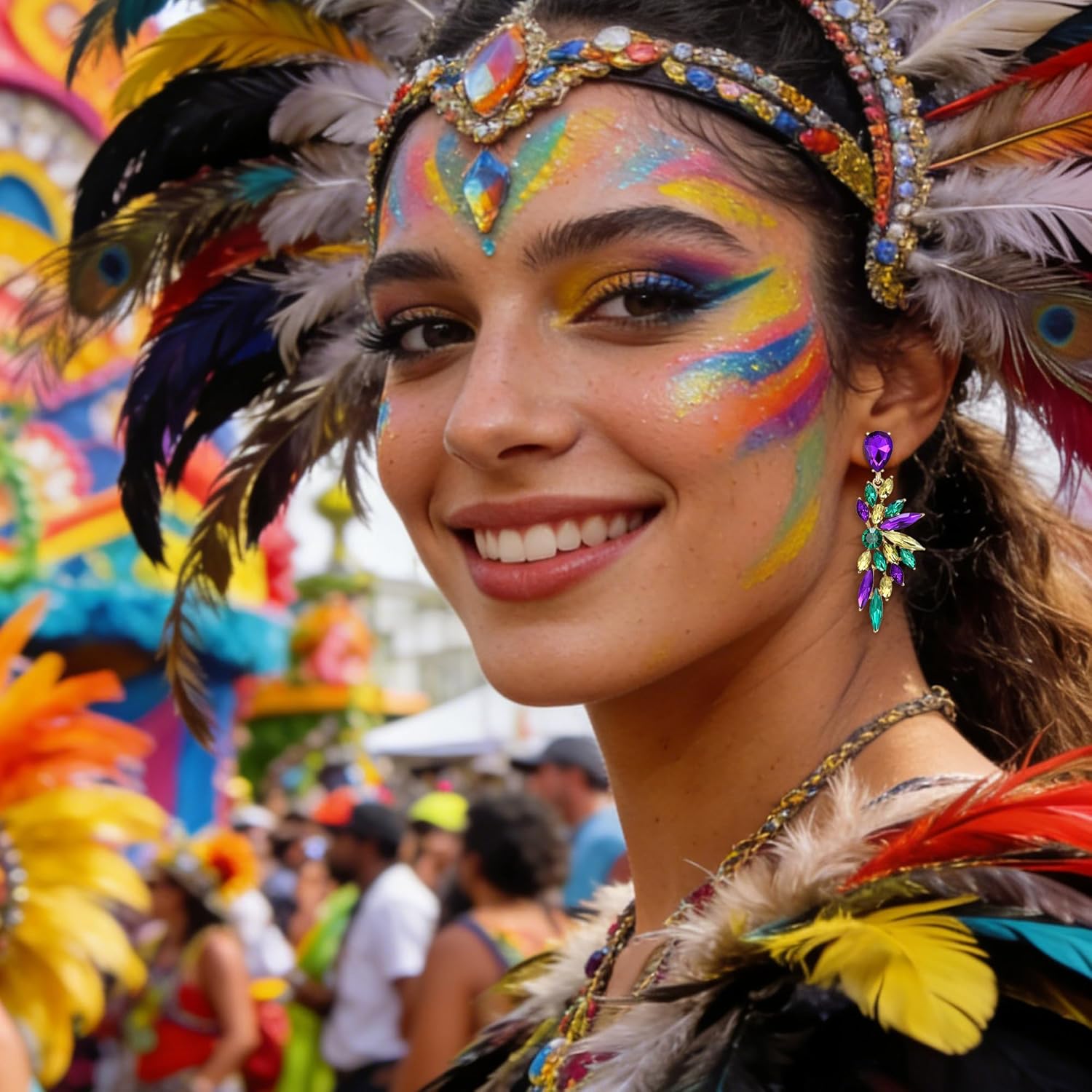 BriLove Women's Wedding Bridal Crystal Teardrop Multi Marquise Cluster Bling Dangle Earrings - Image 4