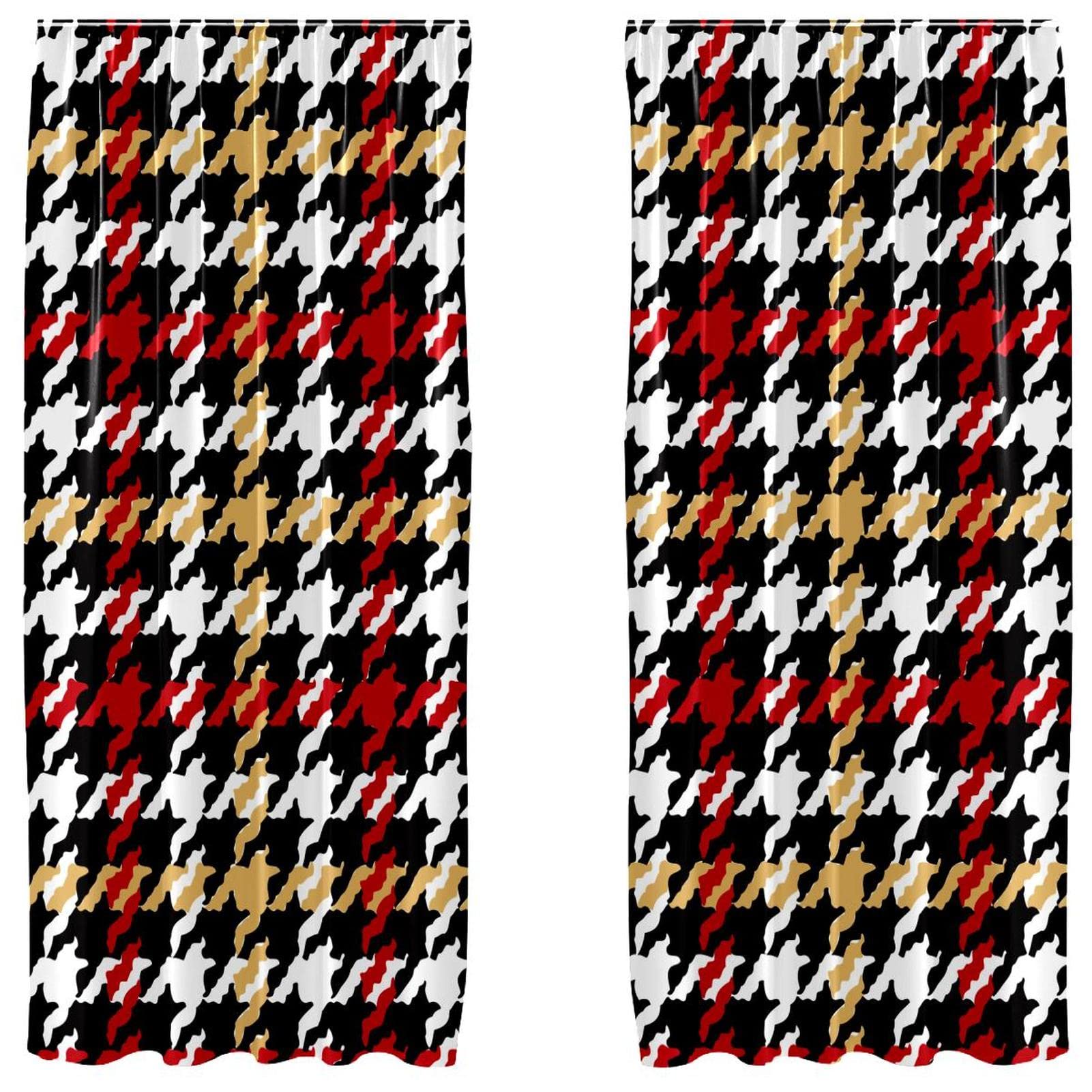 Rideaux occultants microfibre pour bloquer la lumière avec motif carreaux de fenêtre