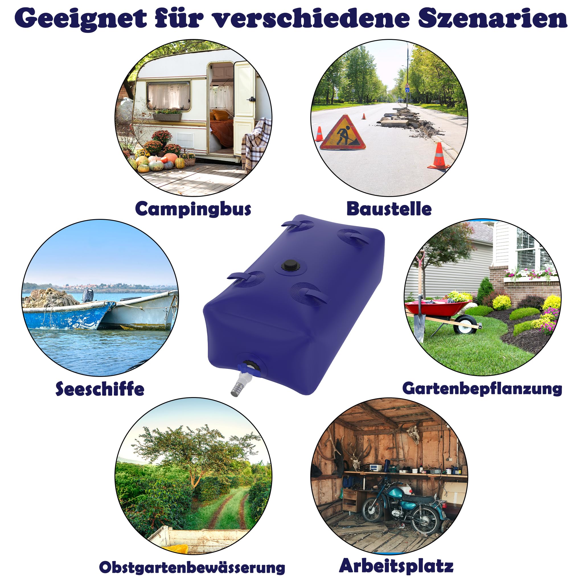 HENGMEI 110L Wasserblasen Tragbar AufbewahrungsbehäLter Faltbarer Wassertank WasserbehäLter Großem Fassungsvermögen mit Wasserhahn Wasserbeutel, DüRreresistenz, Brandschutz, Notwasser