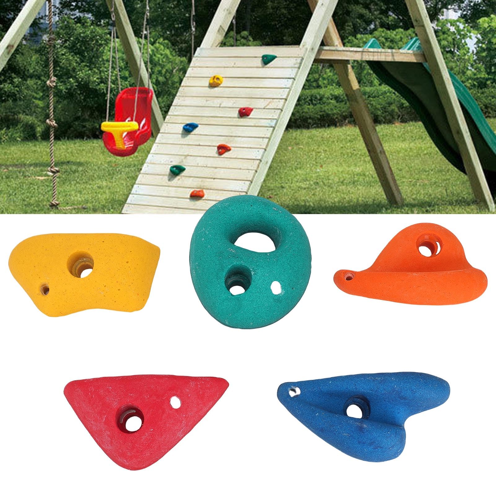 Rocas de Escalada para Niños, Soportes de Resina Vibrantes, 5 uds., para Juego y Desarrollo en Interiores y Exteriores