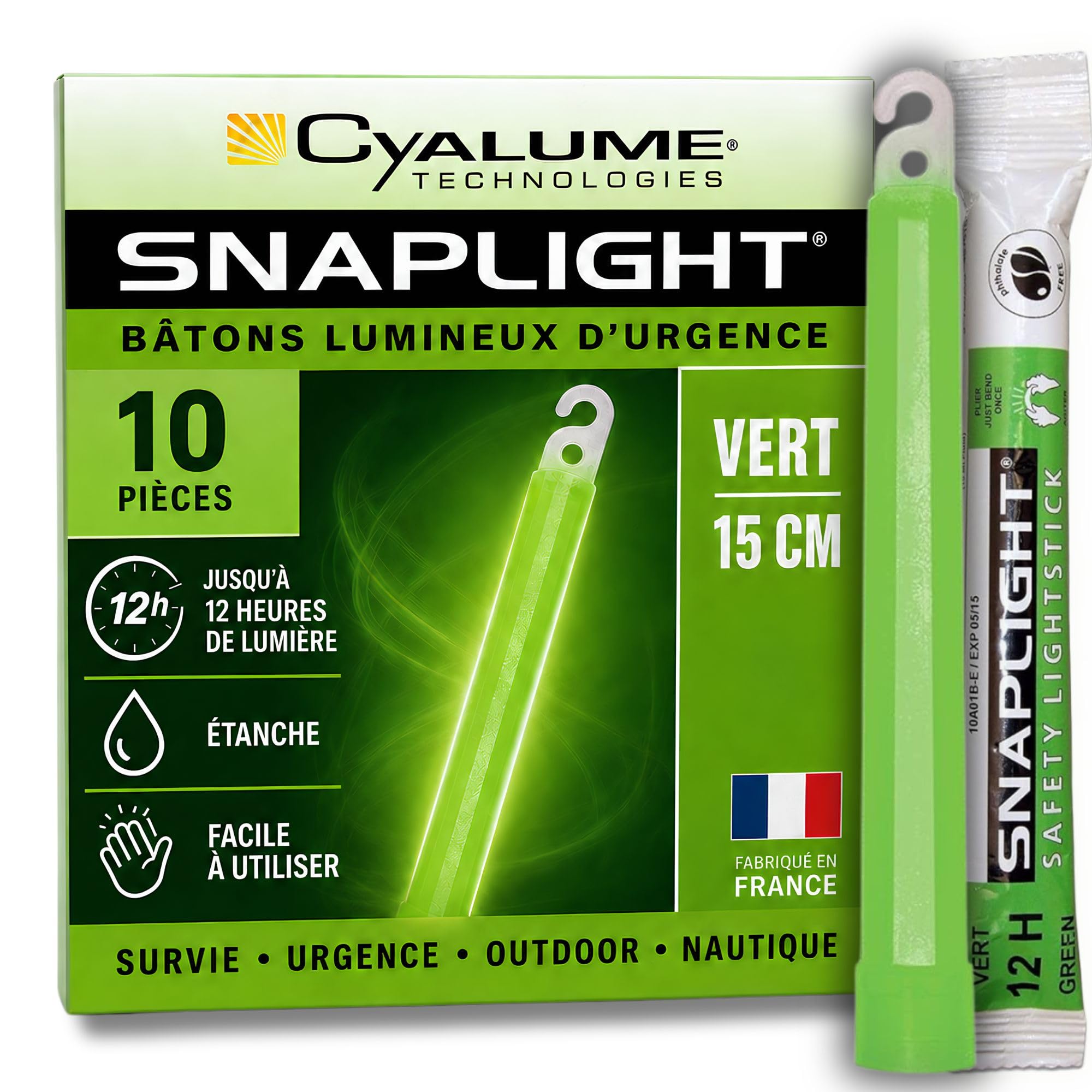 Cyalume SnapLight Green Glow Sticks – 6 Inch Industrial Grade, Ultra Bright Light Sticks with 12 Hour Duration (Pack of 10)