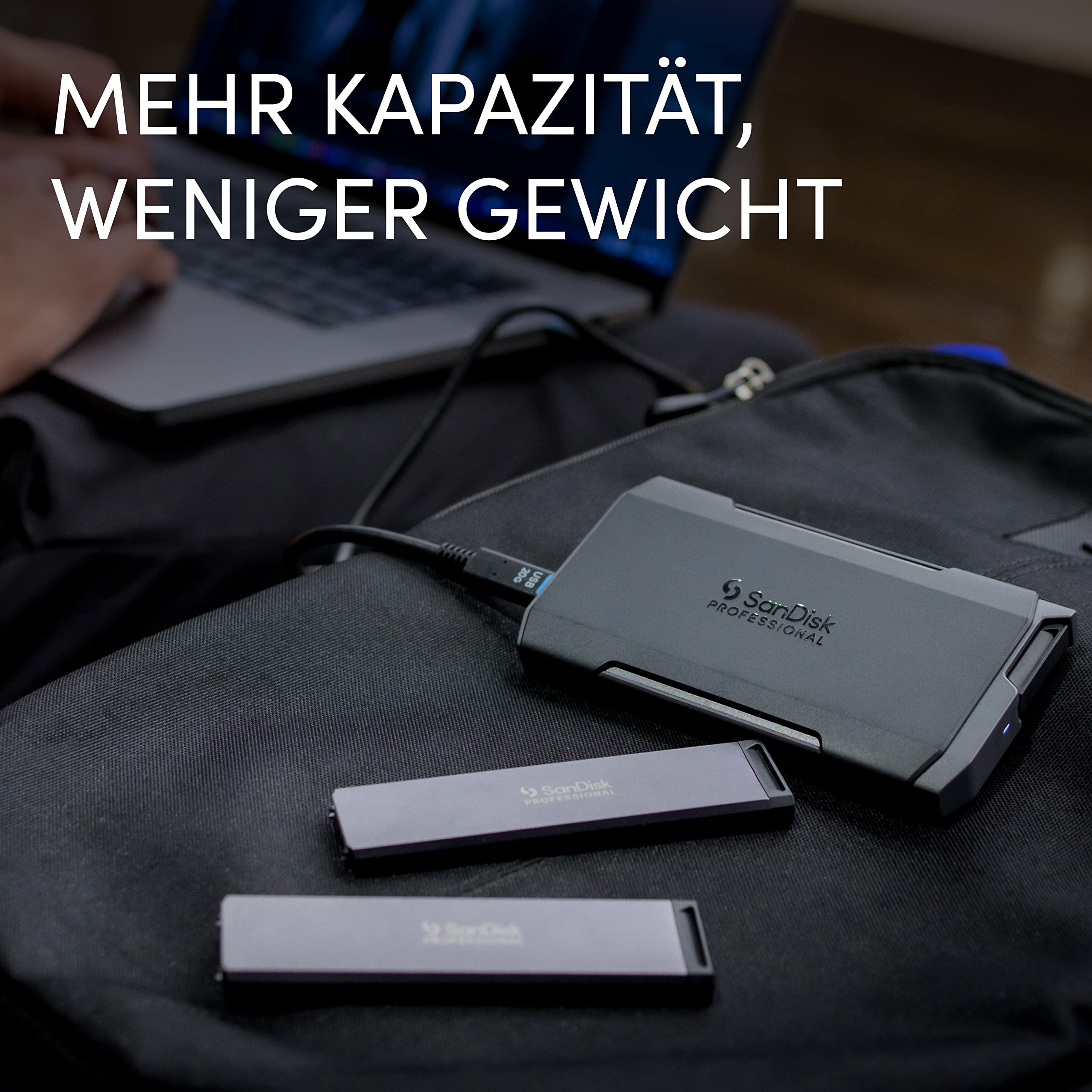 SanDisk PROFESSIONAL PRO-BLADE TRANSPORT 2 TB (mobile Premium-SSD für schnelle, modulare Workflows, USB 3.2 Gen 2x2, 2.000 MB/s Lesen/Schreiben)