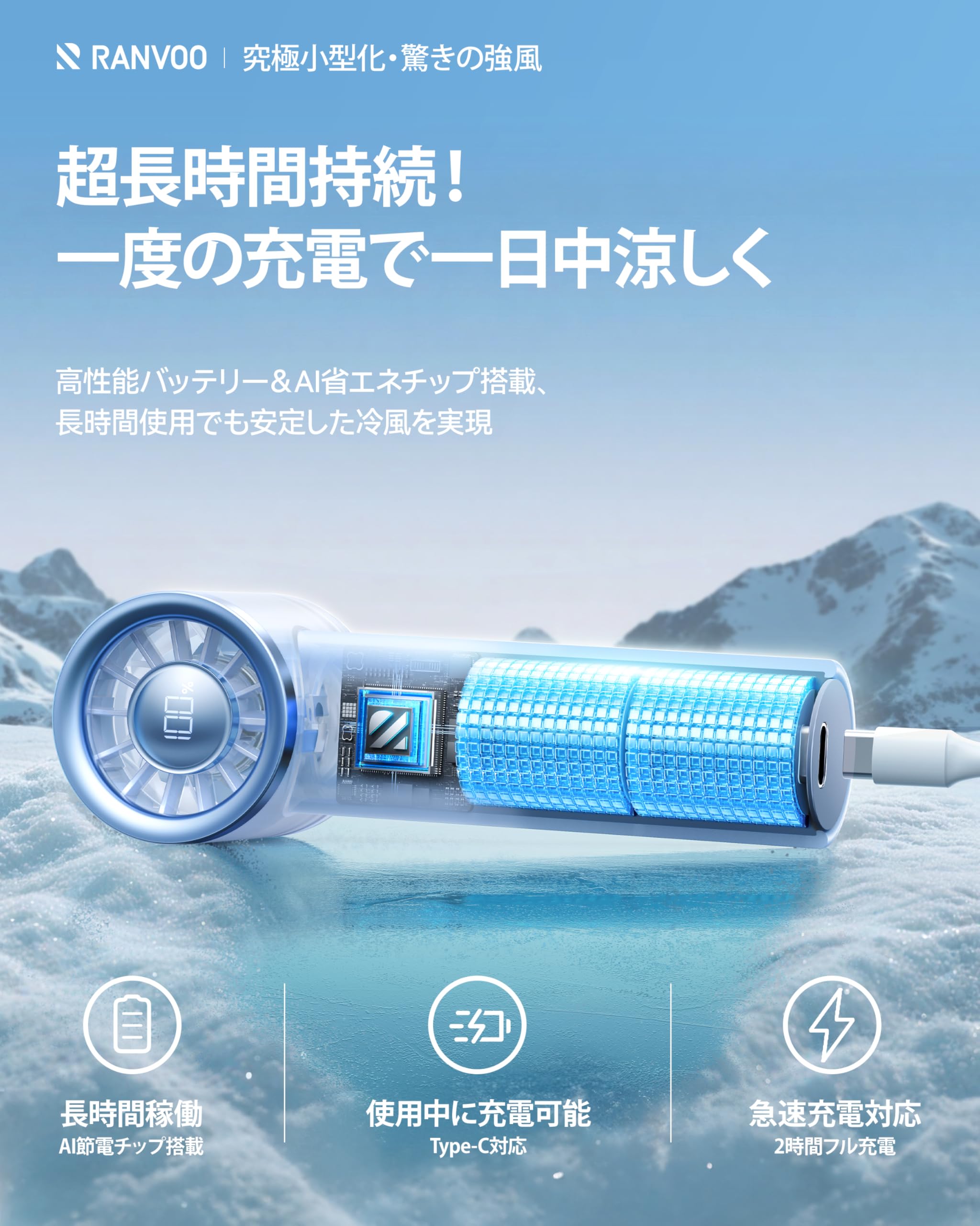 Amazon | RANVOO ハンディファン【究極小型化・驚きの強風】扇風機