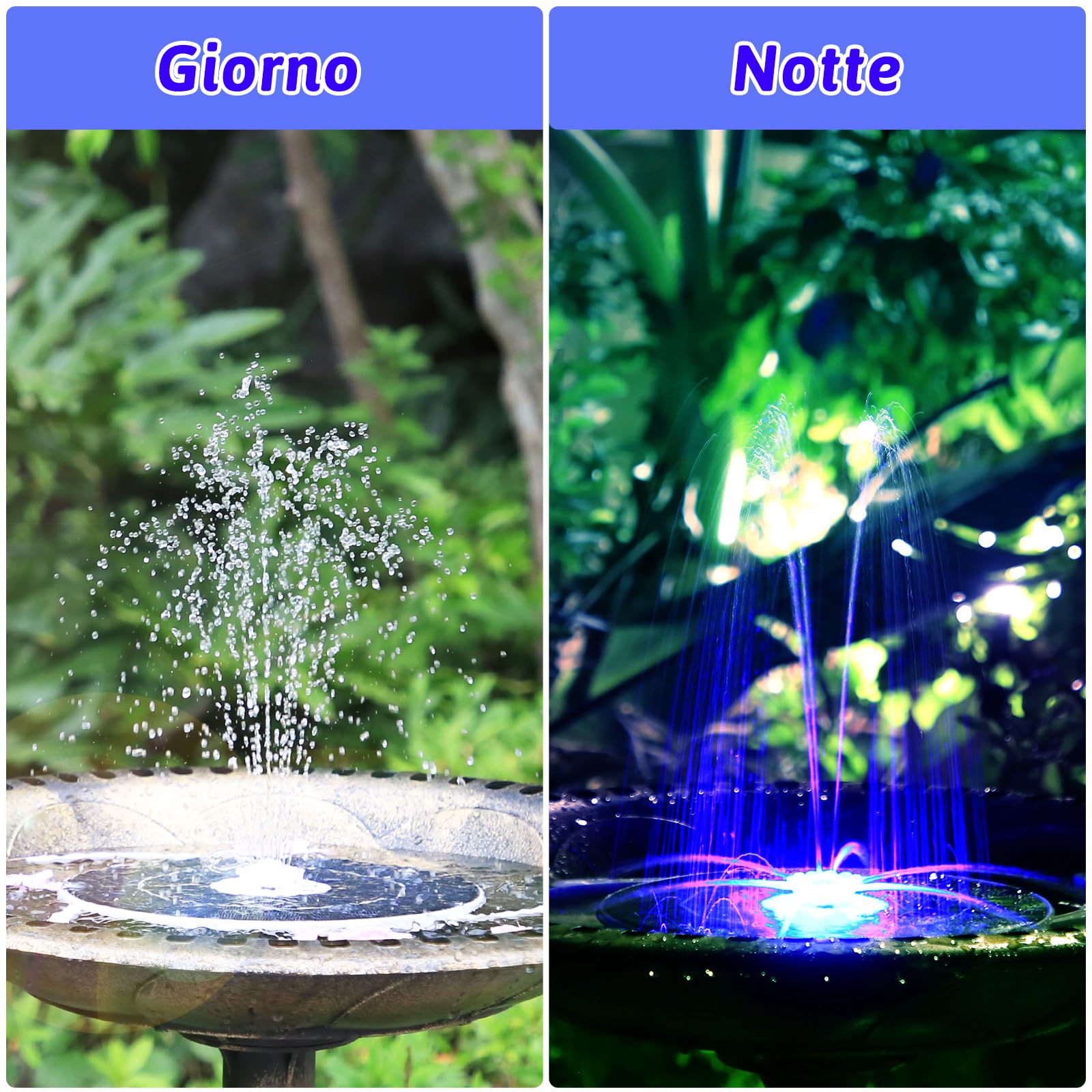 AISITIN 3,5W LED Solar Springbrunnen für Außen mit Fernbedienung, Buntes LED Solar Teichpumpe mit 3000 mAh Batterie, Solarbrunnen für Draussen mit 8 Fontänenstile Wasserpumpe für Garten,Vogelbad