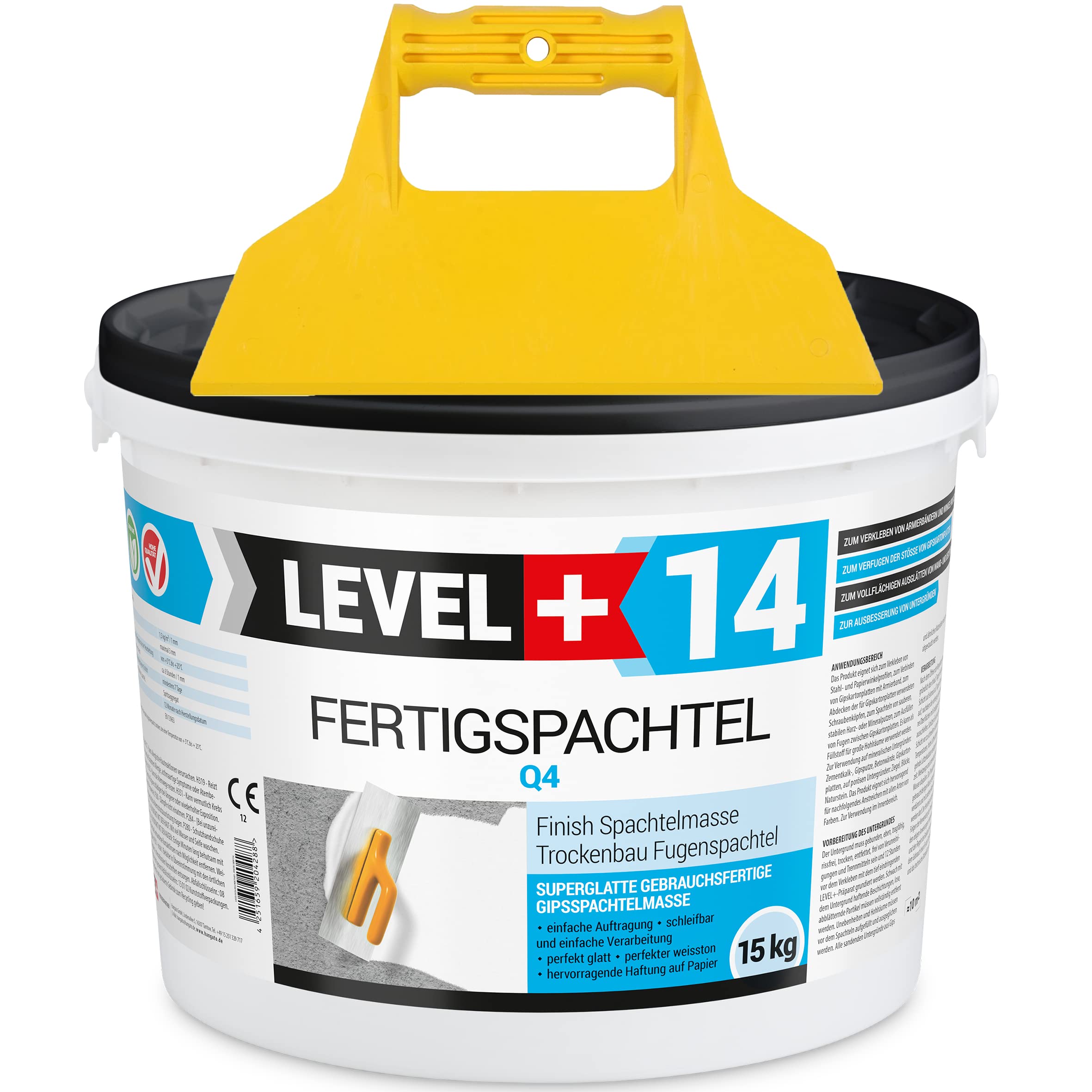 LEVEL+ Spachtelmasse Q4 L+14 15KG + Glattespachtel