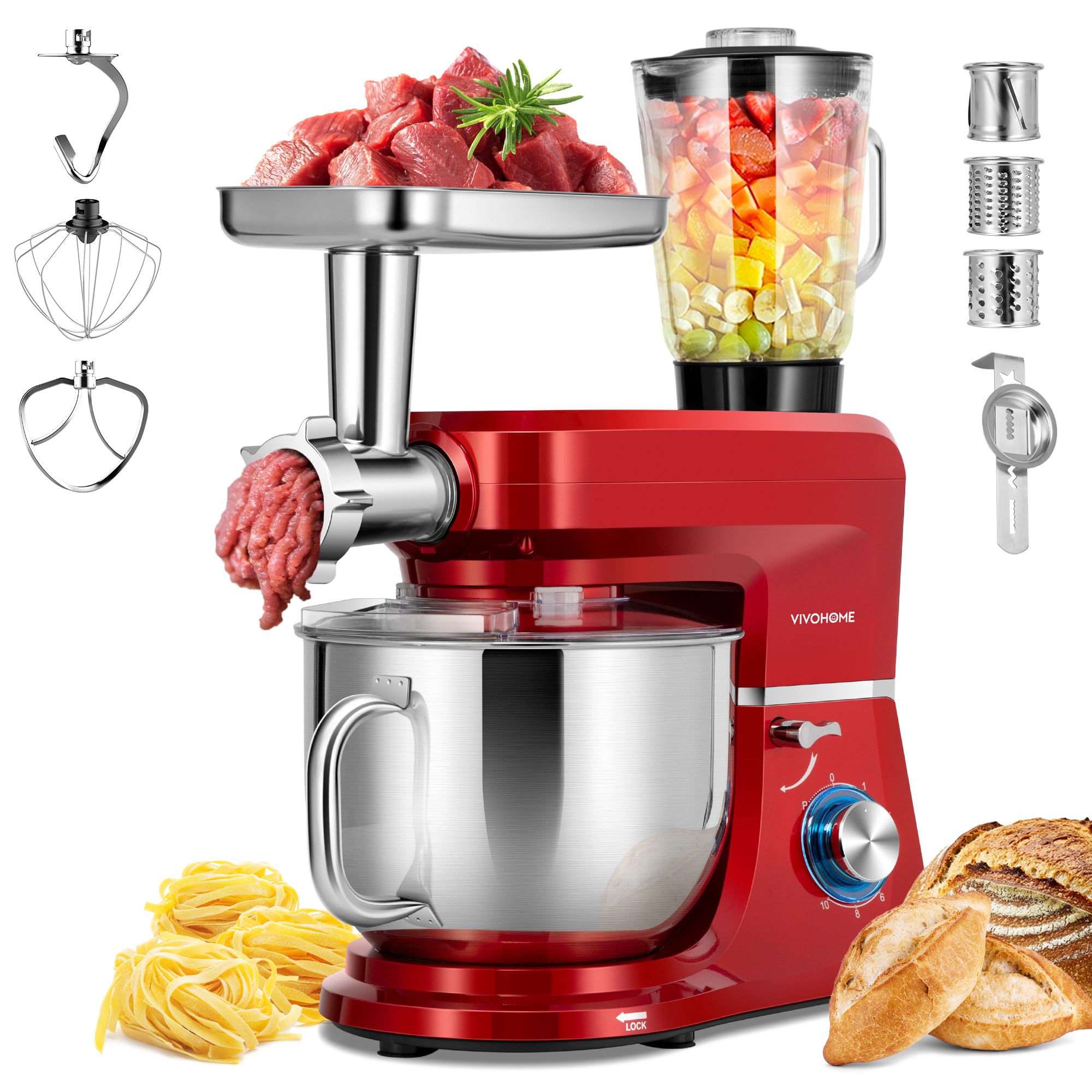 Amazon.com: VIVOHOME 6-in-1 Stand Mixer, 8.5 Quart Electric Tilt