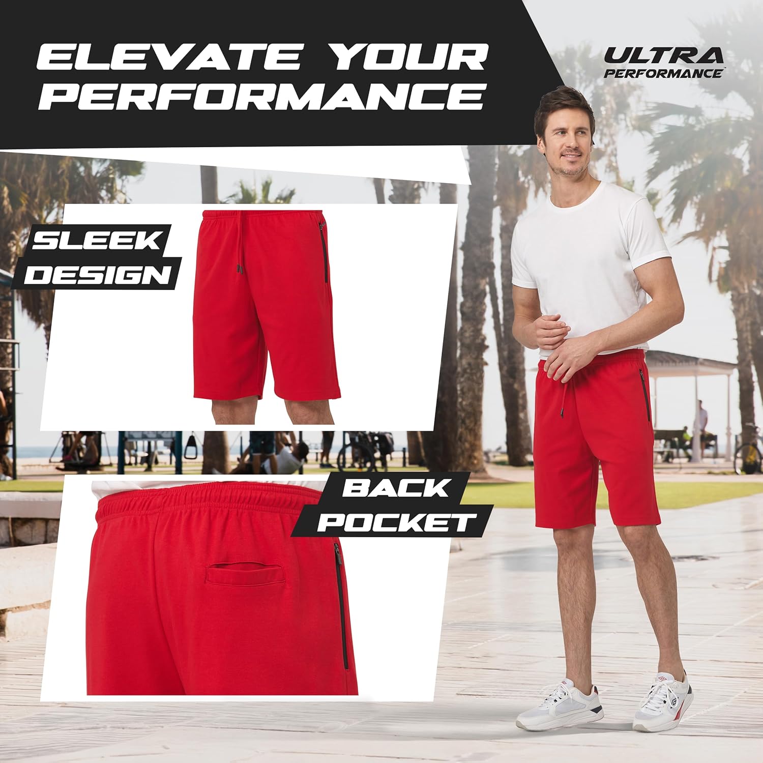 Ultra Performance 3 Pack Mens Shorts Casual Men's Athletic Short Workout Gym Shorts for Men with Zipper Pockets, Small - 5X - Image 4