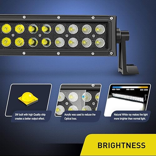 Miniatura 3 de Nilight - NI07B-120W 22 pulgadas 120W LED barra de luz LED de 120 W luces de conducción combinadas luces antiniebla luces LED todoterreno para SUV