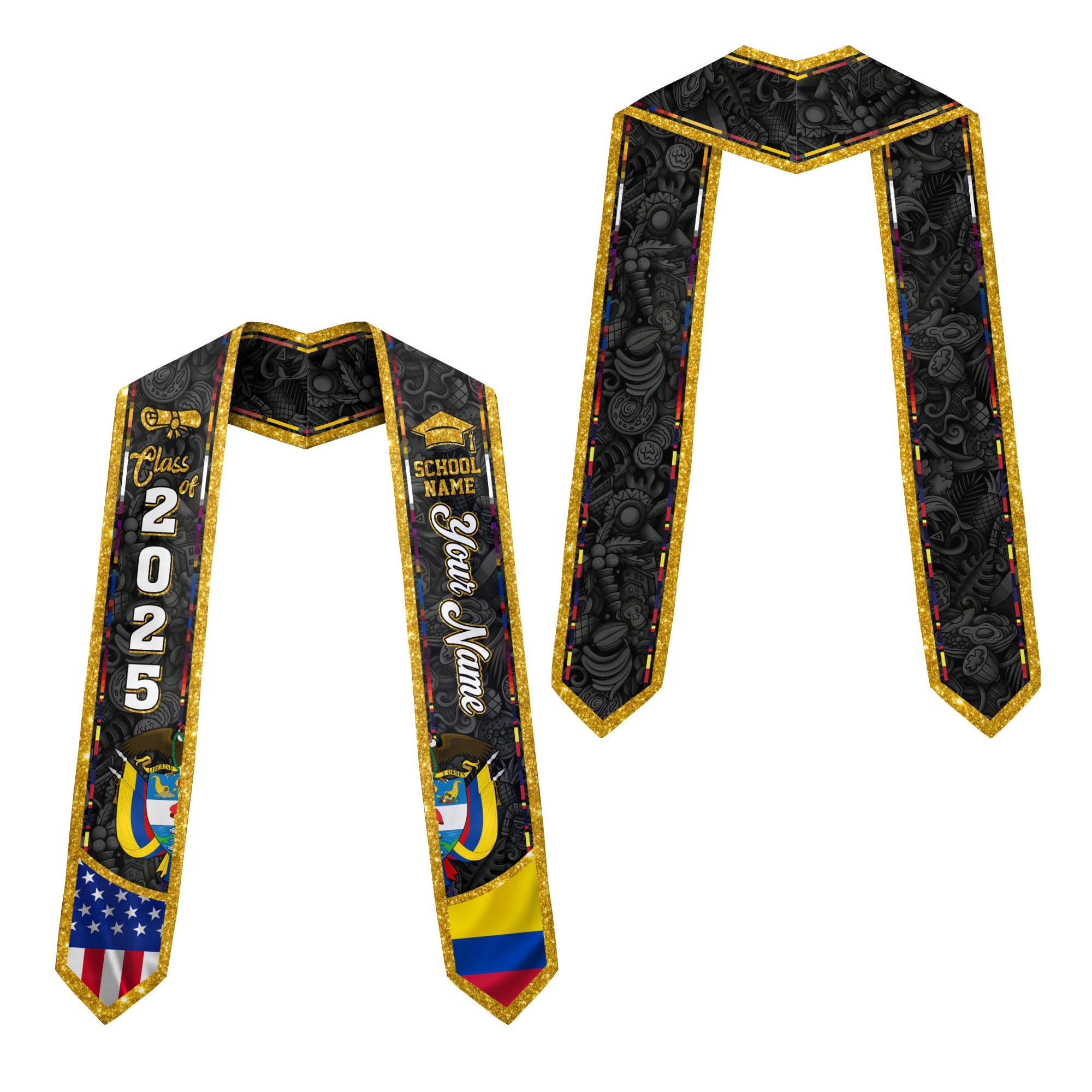 MonkeyVan Colombians Graduation Sash, Custom Colombians American Flag Graduation Sash 2025, Colombia Graduation Stole Clb15