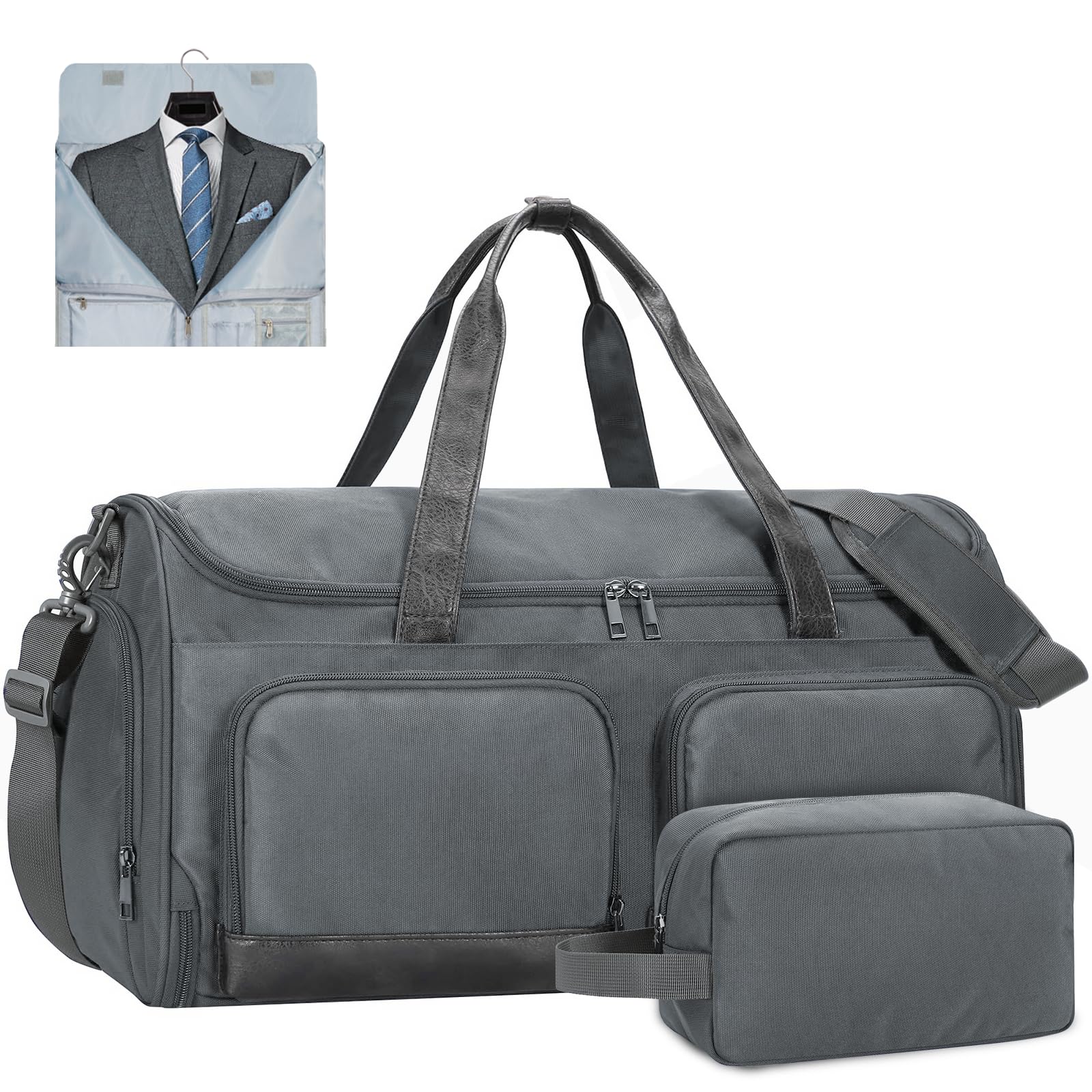 ECOHUB 2-in-1 Garment Bag Carry On Travel Duffel Bags, Water-Resistant Luggage Bag with Wet Pocket, Shoe Pouch and Toiletry Bag, Lightweight and