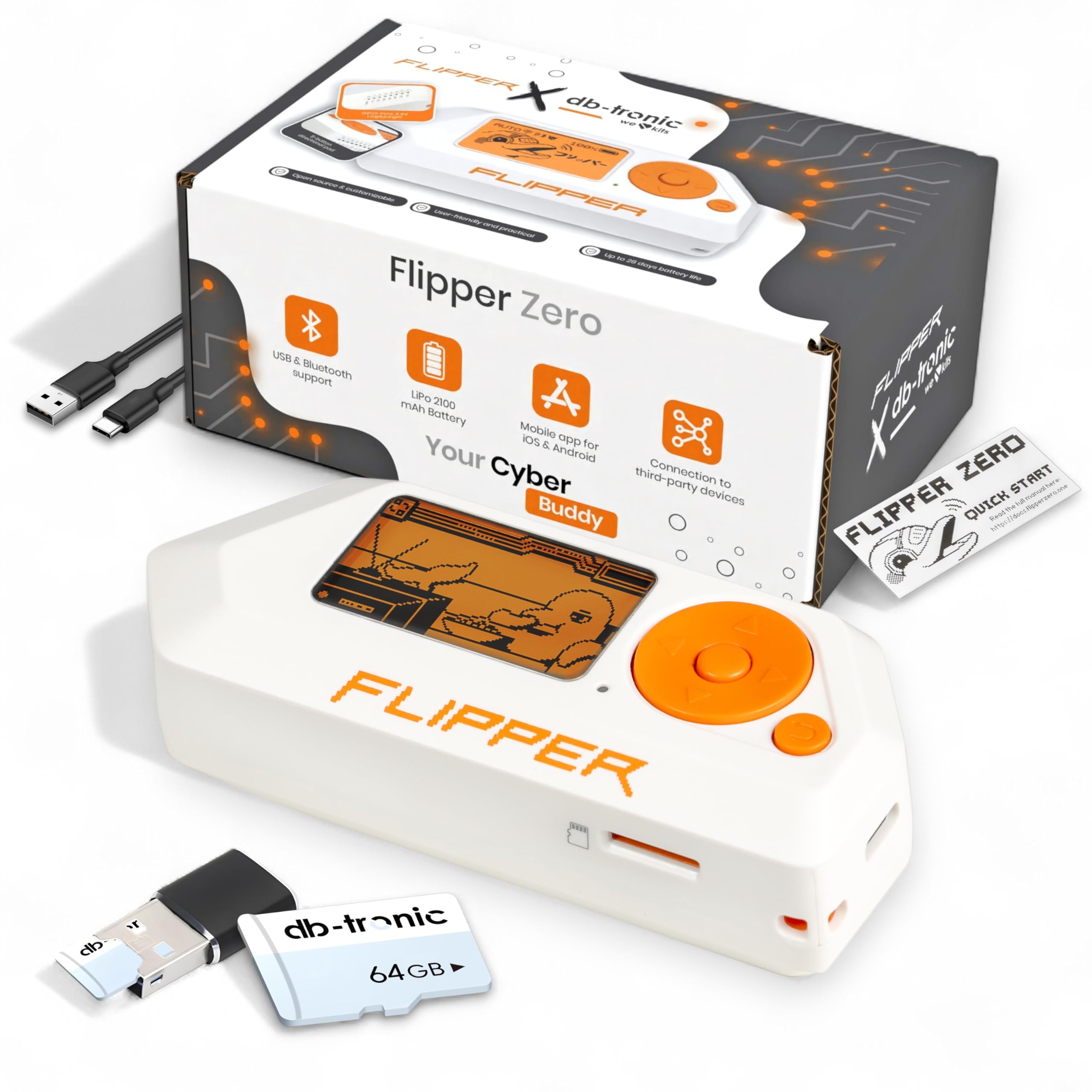Flipper Zero Set | Pinball Zero | 64GB Card | Card Reader Adapter