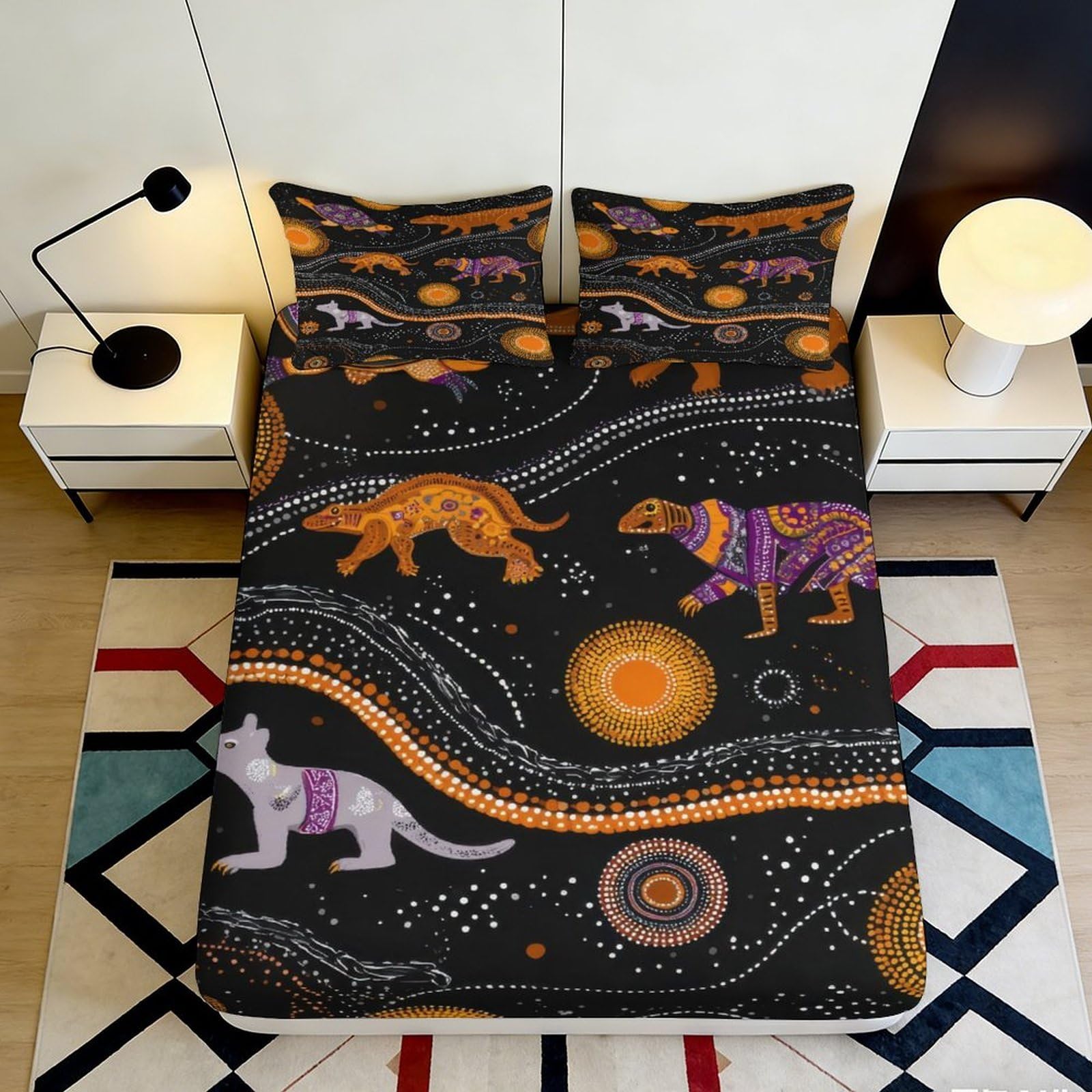 3D Printed galay animal Fitted Sheet, soft touch Microfiber, wrinkle resistant, apartment bedding, home decor piece, stylish room accent, bedroom, guest room 120x200x25cm