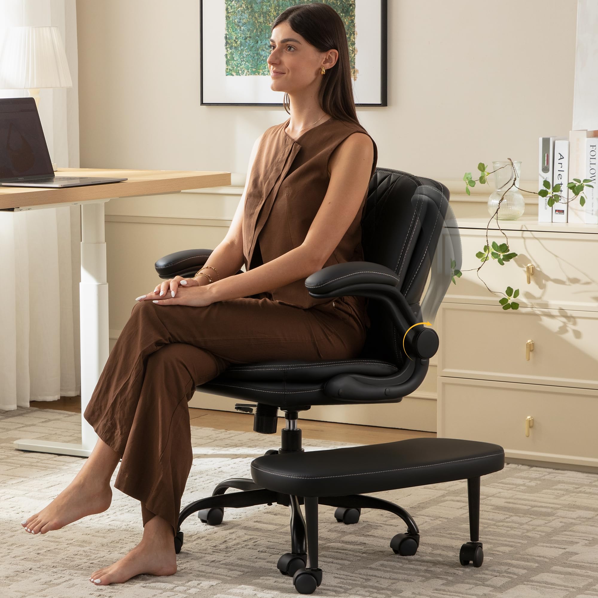 Coscendo Ergonomic Kneeling Chair with Flip-Up Armrests, 180 KG, Black