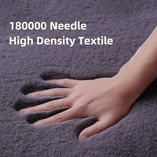 Miniatura 6 de Ciicool Alfombra de piel sintética para dormitorio, alfombra gruesa y esponjosa, no desprende pelusa, lavable, alfombra de piel de conejo, alfombra