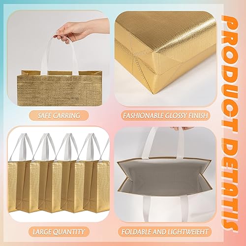 Miniatura 3 de LUCKIPLUS Paquete de 20 bolsas de regalo verdes y rojas de tamaño mediano, bolsa de dulces brillantes con asa de tela, bolsas de regalo de Navidad