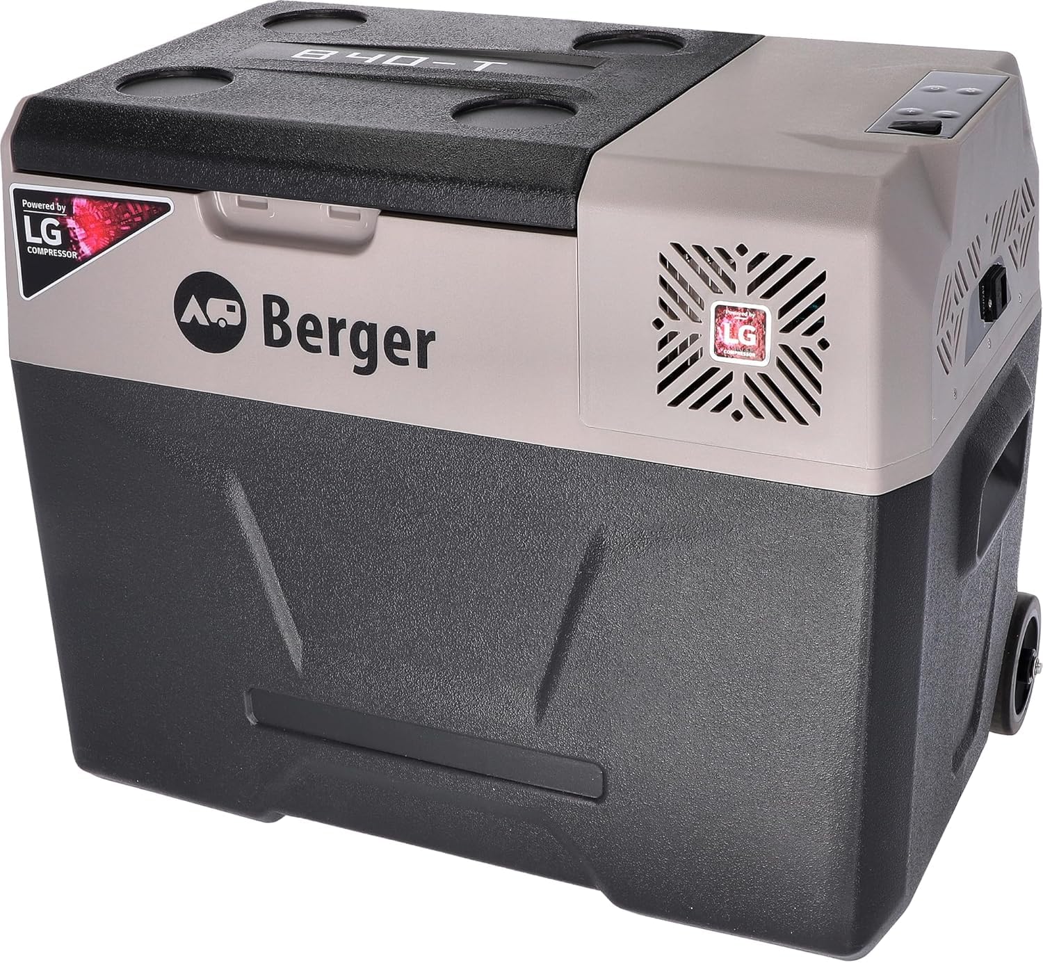 BERGER Contenitore refrigerante | Compressore – 12 V, 24 V, 230 V spina con ruote, scatola frigo elettrica per auto, scatola frigo elettrica mini mobile silenzioso e leggero