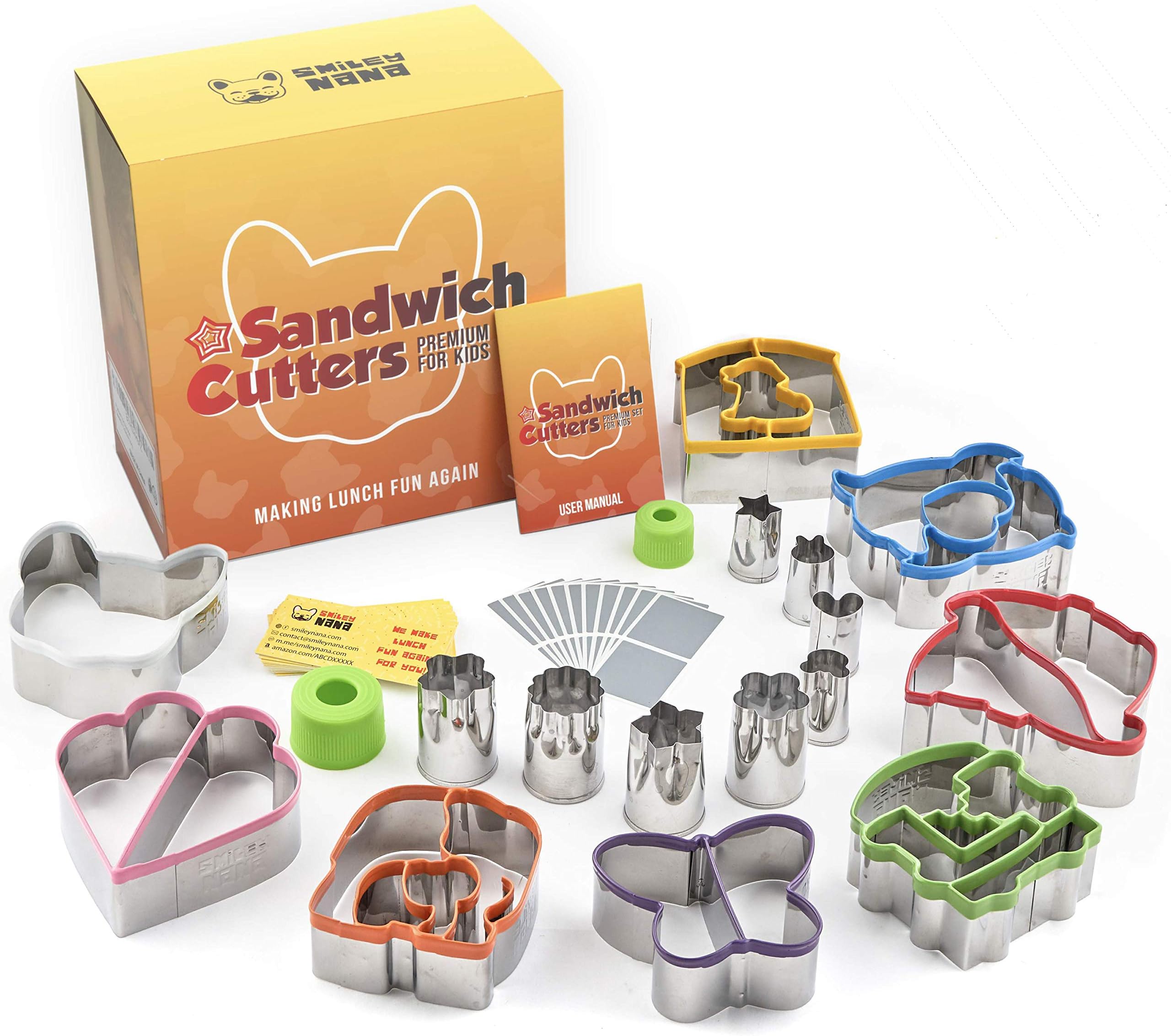 Premium Sandwich Cutters Set for Kids- 50pcs Stainless Steel Cutters for Vegetables, Fruits & Cookie
