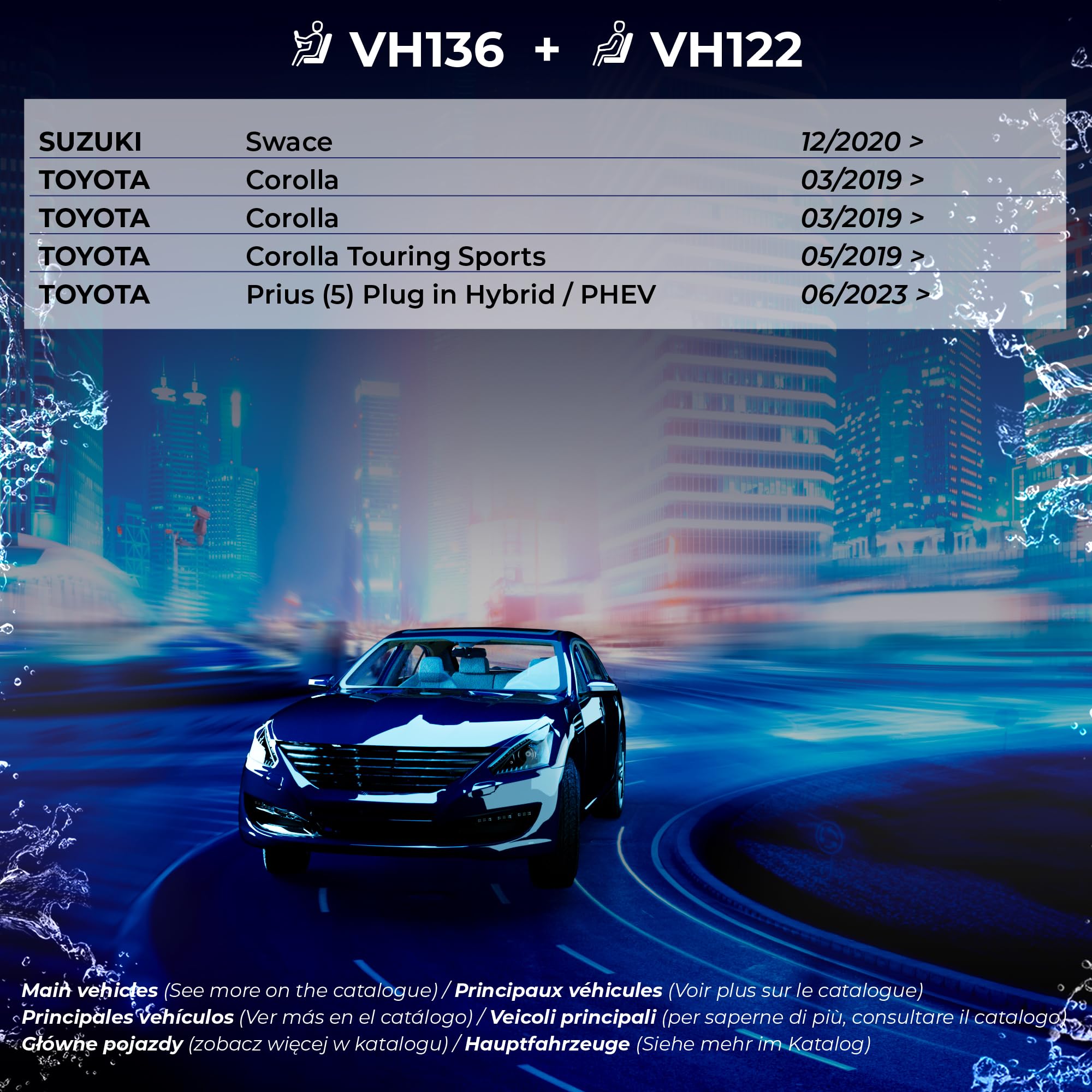 VALEO Silencio - Coppia di Spazzole Tergicristallo Premium Ibride per la Sostituzione del Ricambio Originale per Tutte le Stagioni VH136 + VH122 - Anteriore, Lunghezze: 700mm + 350mm - 574736 + 574722