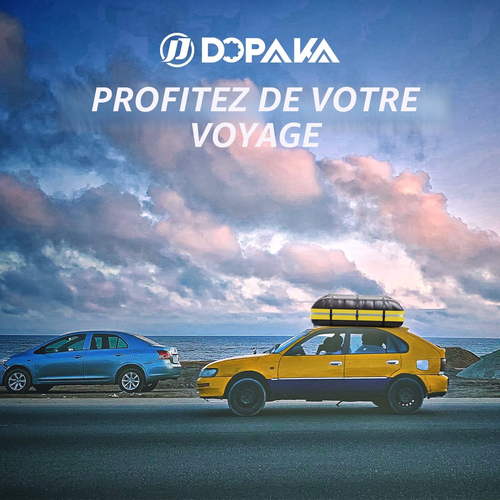Coffre de Toit de Véhicule Sac de Toit Voiture pour Voyage Résistant aux Intempéries Matériau 1000D Pliable,Convient à Tous Les véhicules avec/sans Porte-Bagages