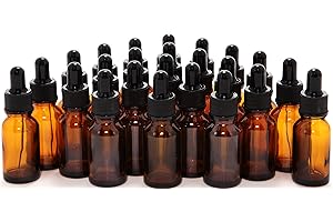 Vivaplex Amber Glass Essential Oil Bottles with Glass Eye Droppers (24 Pack, 10ml/0.3oz)