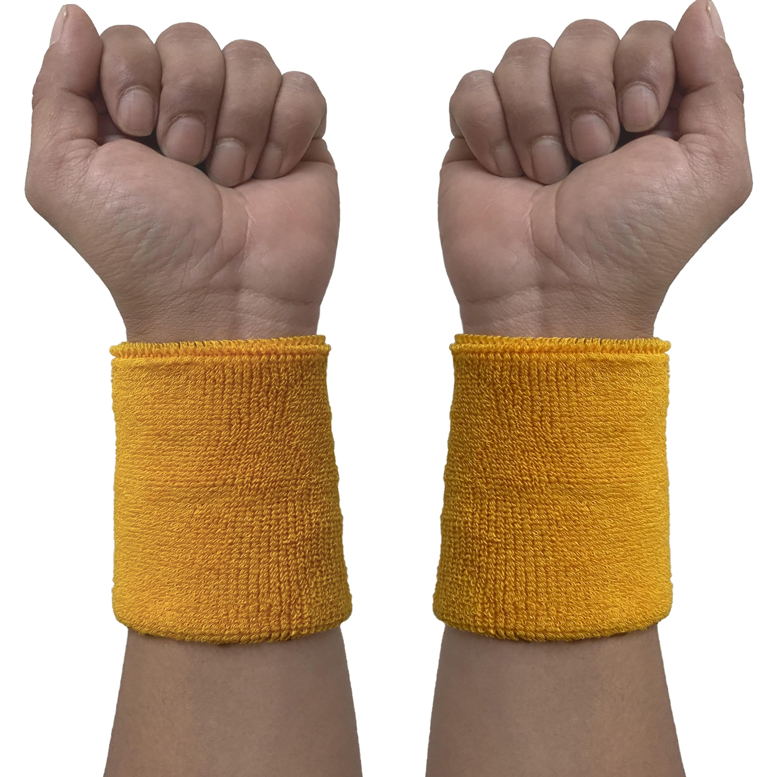 Couver Wrist Sweatband - Golden Yellow Solid Cotton Terry Colth Sport Wristband, 1 Pair — image 1