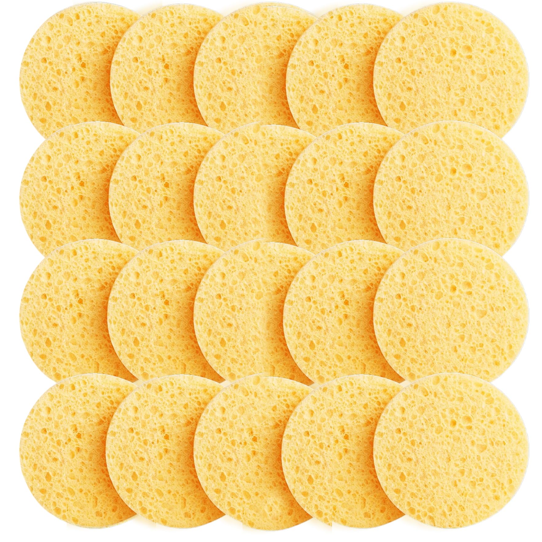 20 PCS Turmeric Cleansing Pads Reusable Facial Sponges Soft Absorbent Tumeric Pads Multipurpose Turmeric Face Pads for Home Daily Facial Cleansing Makeup Remover
