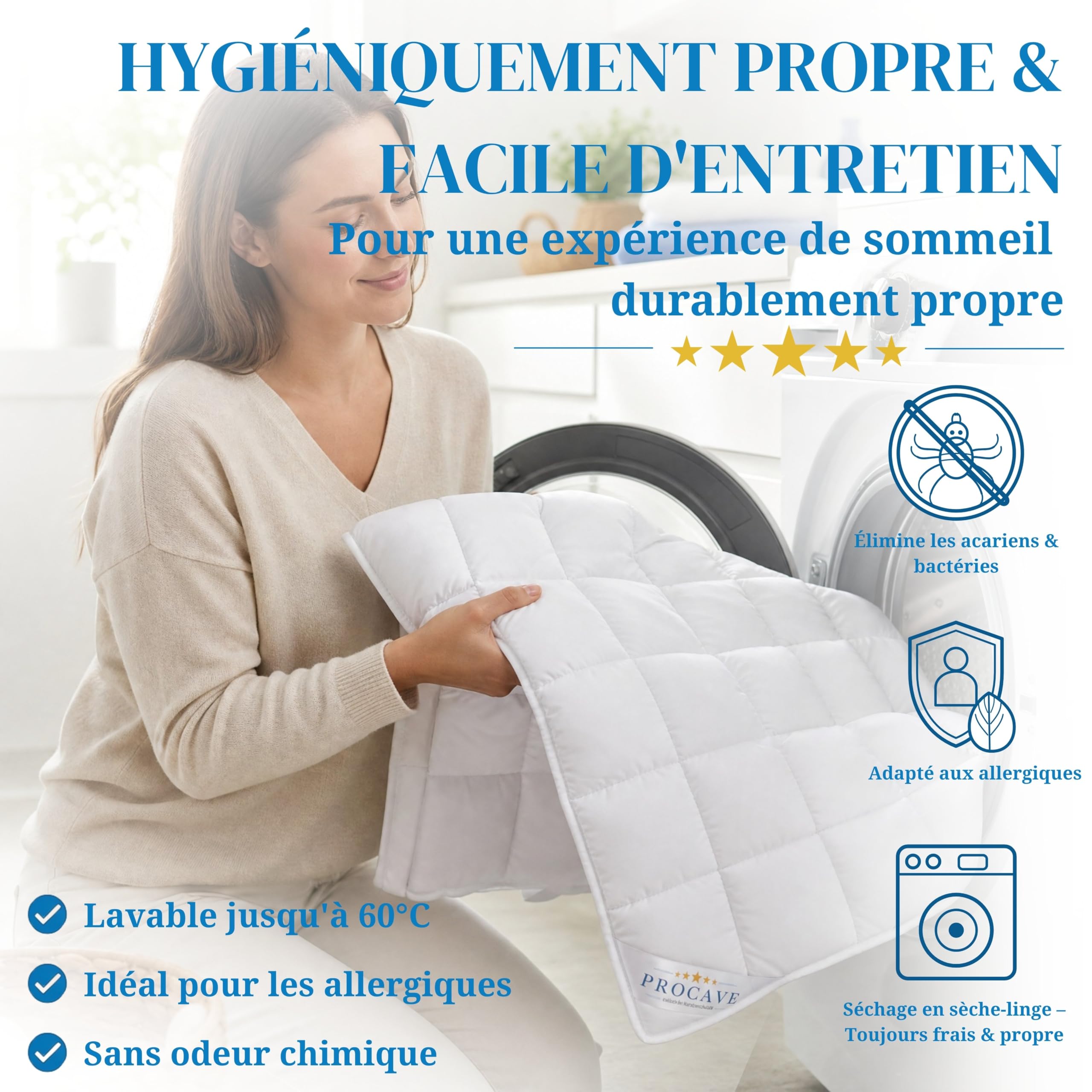 PROCAVE MICRO-COMFORT protège-matelas disponible dans des tailles différentes | fabriqué en Allemagne | Couvre-matelas en microfibre-polyester | technologie Soft Touch | convient également pour les lits boxspring et les matelas à eau | 160x200 cm