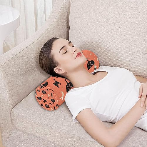Miniatura 5 de JUNZAN Divertidos sombreros de gatos de Halloween dibujados a mano, almohada para piernas, cuello, almohada redonda lumbar para fundas de almohada