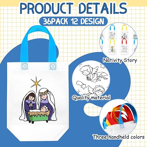 Miniatura 10 de 36 bolsas cristianas para colorear para niños, manualidades cristianas, suministros de escuela dominical, regalos religiosos para niños (cristiano)