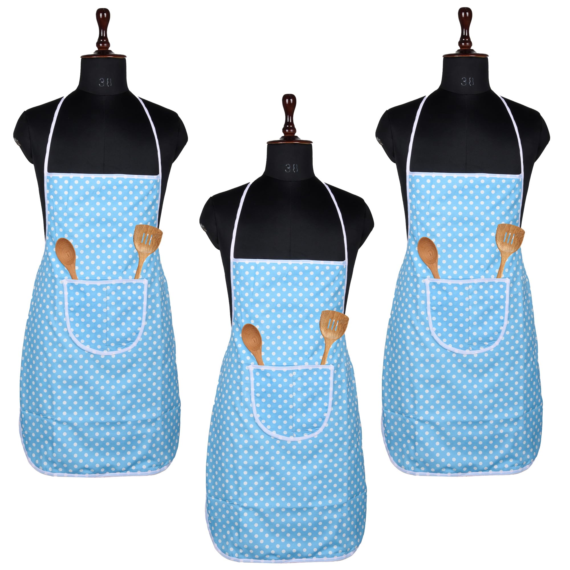 Kuber Industries (Pack of 3) Kitchen Apron | Apron for Chef | Kitchen Dress for Women | Cooking Apron for Men | Apron for Restaurant | Waterproof Apron | Front Pocket Cooking Cloth | Dot | Sky Blue (B0D5VFFX2L) Amazon Price History, Amazon Price Tracker