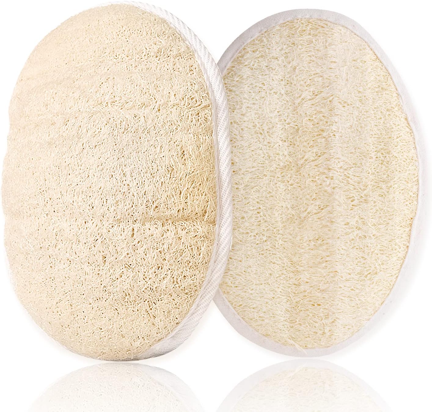 2 Pieces Natural Loofah Sponge Exfoliating Sponge, Loofah Sponge with Elastic Band, Deep Skin