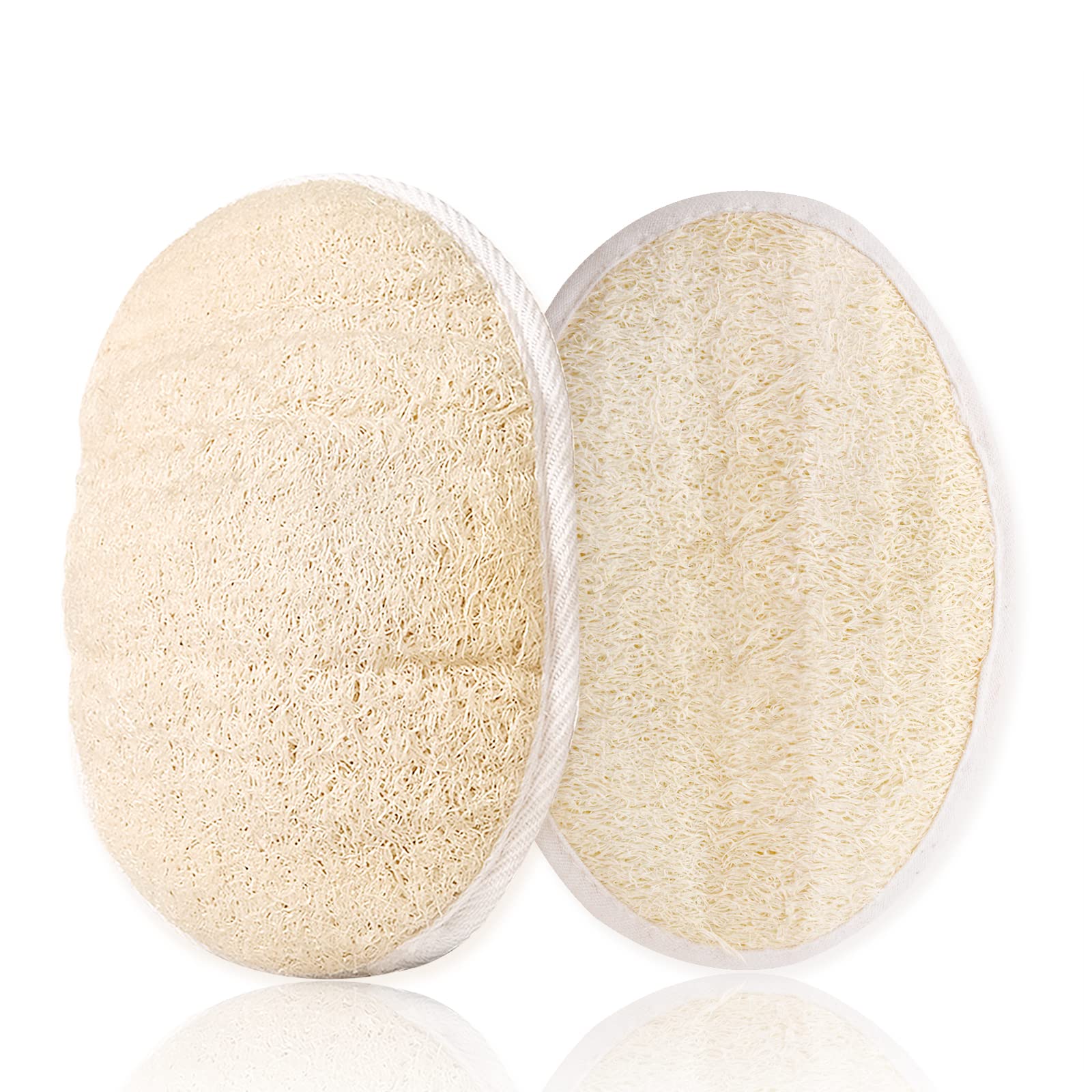 2 Pezzi Spugna esfoliante in spugna di luffa naturale, Spugna di luffa con Fascia Elastica, Per la pulizia profonda della pelle, Per la cura del corpo del bagno, SPA, doccia