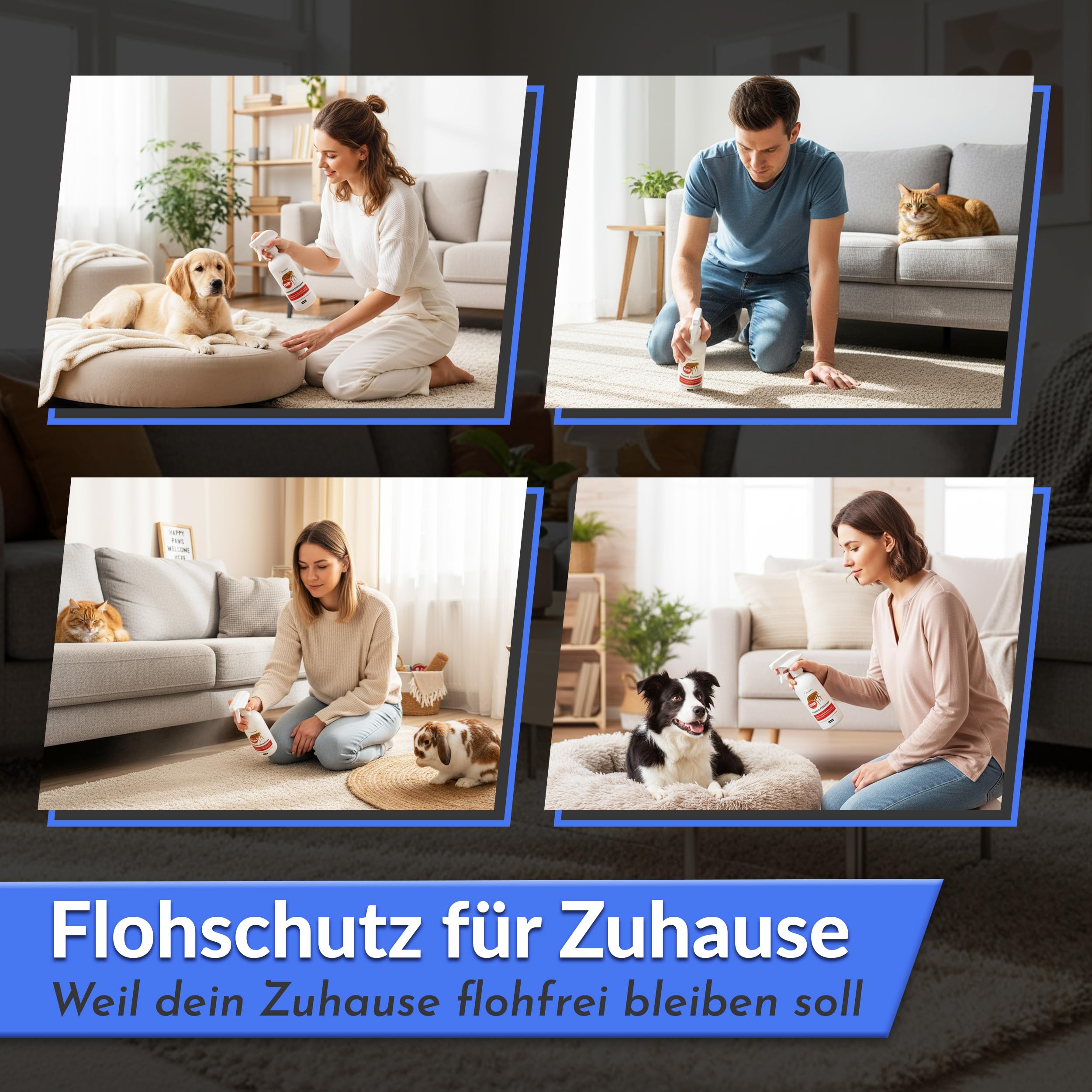 Oramics Flohspray für Wohnung & Möbel – Effektives Umgebungsspray gegen Flöhe, Zecken & Milben – Langzeit Ungezieferspray & Flohmittel für Katzen- & Hunde-Zubehör (Sofortwirkung)