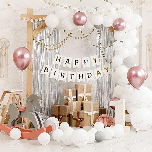 Miniatura 6 de 2 cortinas de fondo de flecos de papel de aluminio plateado y 1 juego de pancarta de cumpleaños de Halloween, cortinas de fondo de serpentina,