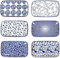 Vista 10 de Selamica Platos de Ensalada Rectangulares de Cerámica de 8 Pulgadas, Platos de Cena, Platos de Pasta y Postre para Aperitivos, Sushi, Fruta - Aptos