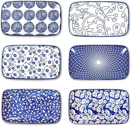 Miniatura 10 de Selamica Platos de Ensalada Rectangulares de Cerámica de 8 Pulgadas, Platos de Cena, Platos de Pasta y Postre para Aperitivos, Sushi, Fruta - Aptos