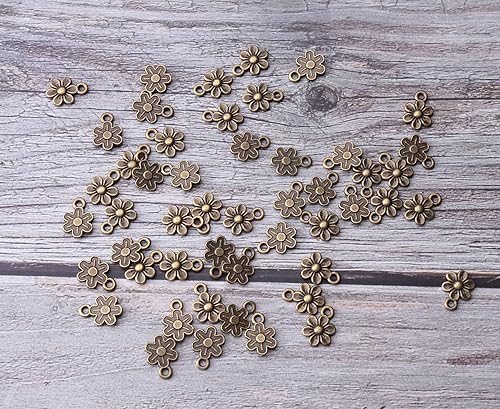 Miniatura 4 de Ruwado 50 dijes de flores pequeñas de metal, vintage, lindos colgantes de flores pequeñas vintage para hacer joyas, kit de pulseras, collares,