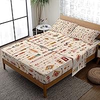 Vista 20 de Retro Sunset Sheets Split King Size Sheet Set, Neon City Vaporwave Bed Sheets Bedroom Decor, Cyberpunk Bedding Sheets & Pillowcases 5 Piece, Deep