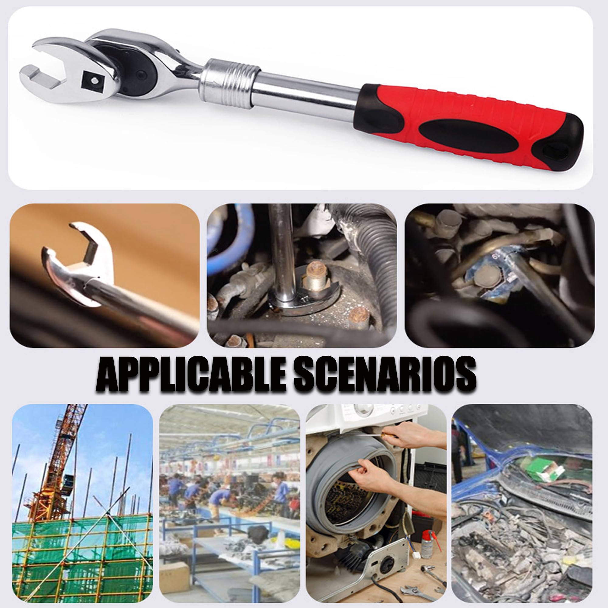 9PCS Teiliges Krähenfußschlüssel-Set, 10-19mm, Auto Reparatur, Maschinenreparatur, 4S Shop Reparatur Artefakte, Ideal Für Enge Räume, Befestigungselemente mit Hülsenwerkzeugen