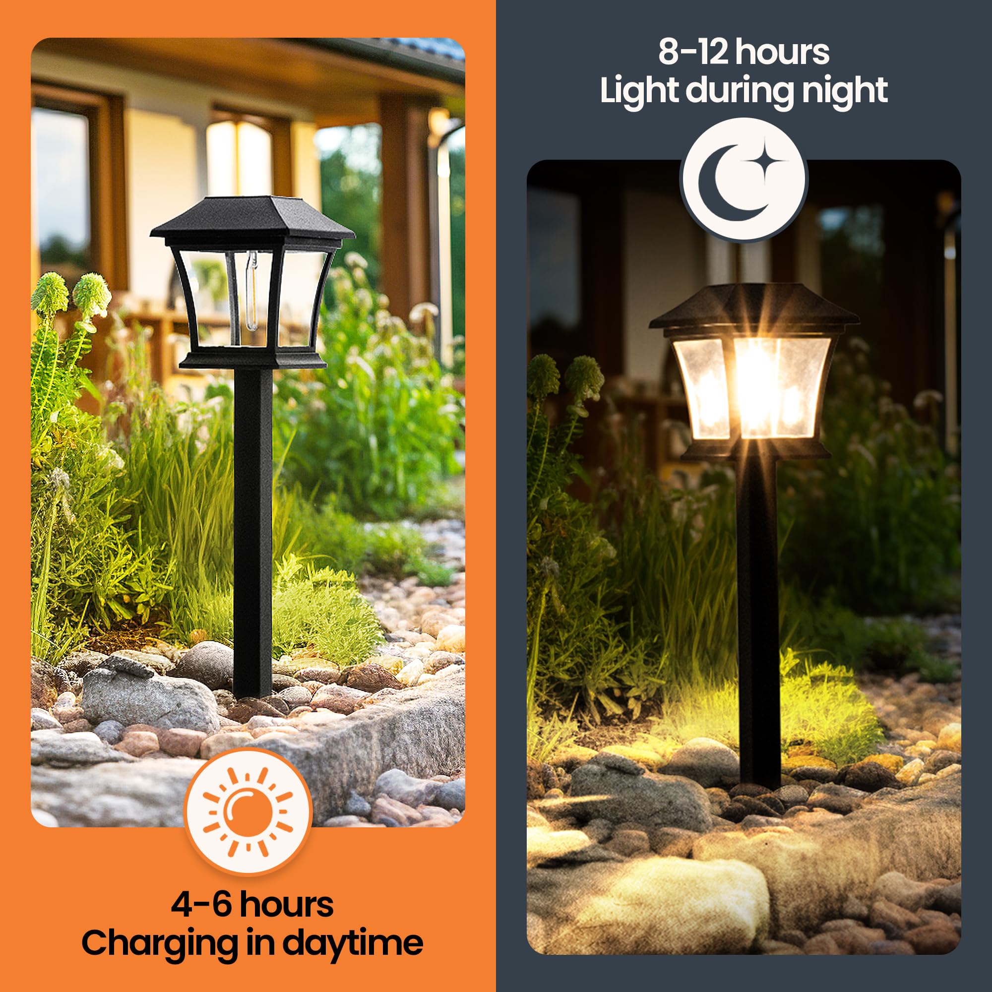 GIGALUMI Solar Pathway Lights 12 Pack Solar Lights, Impermeable al aire libre camino de luz para el jardín Patio Césped Porche Pasarela Backyard Acera (Blanco cálido)