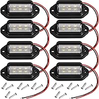 Mudder 8-Pack Waterproof 12V 6-LED License Plate Lights for Trucks SUVs Trailers RVs Boats - Bright Durable Tag Lamps