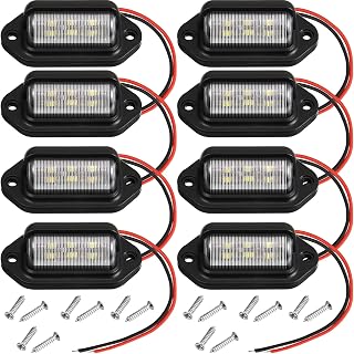Mudder 8-Pack Waterproof 12V 6-LED License Plate Lights for Trucks SUVs Trailers RVs Boats - Bright Durable Tag Lamps