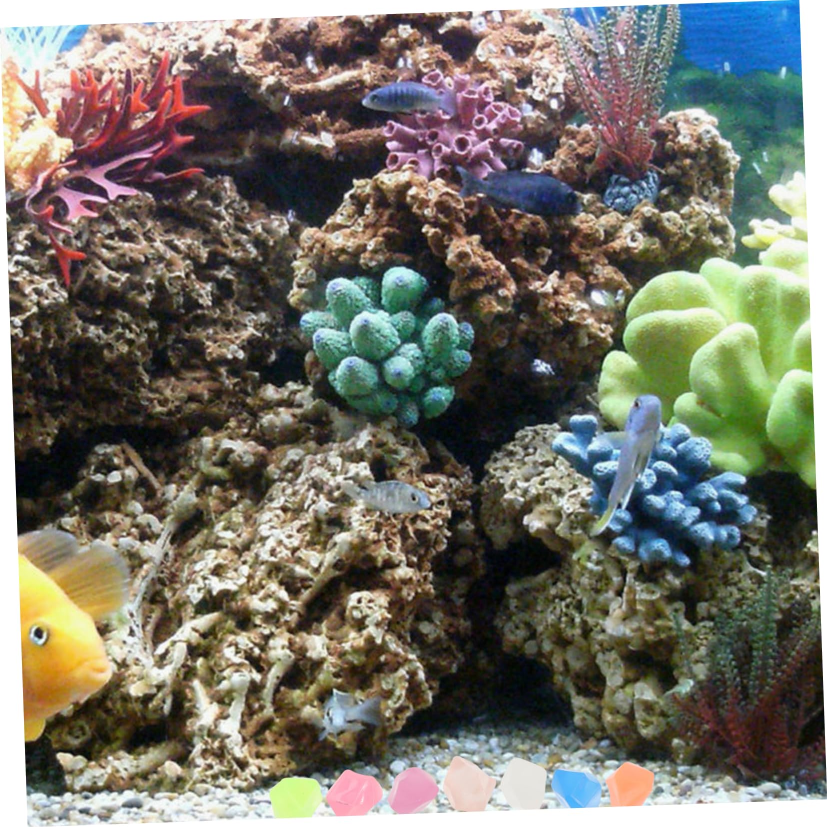 Yardenfun Aquarium Luminous Stones DIY Glowing Pebbles Black Fish Tank Rocks Bulk Crystals