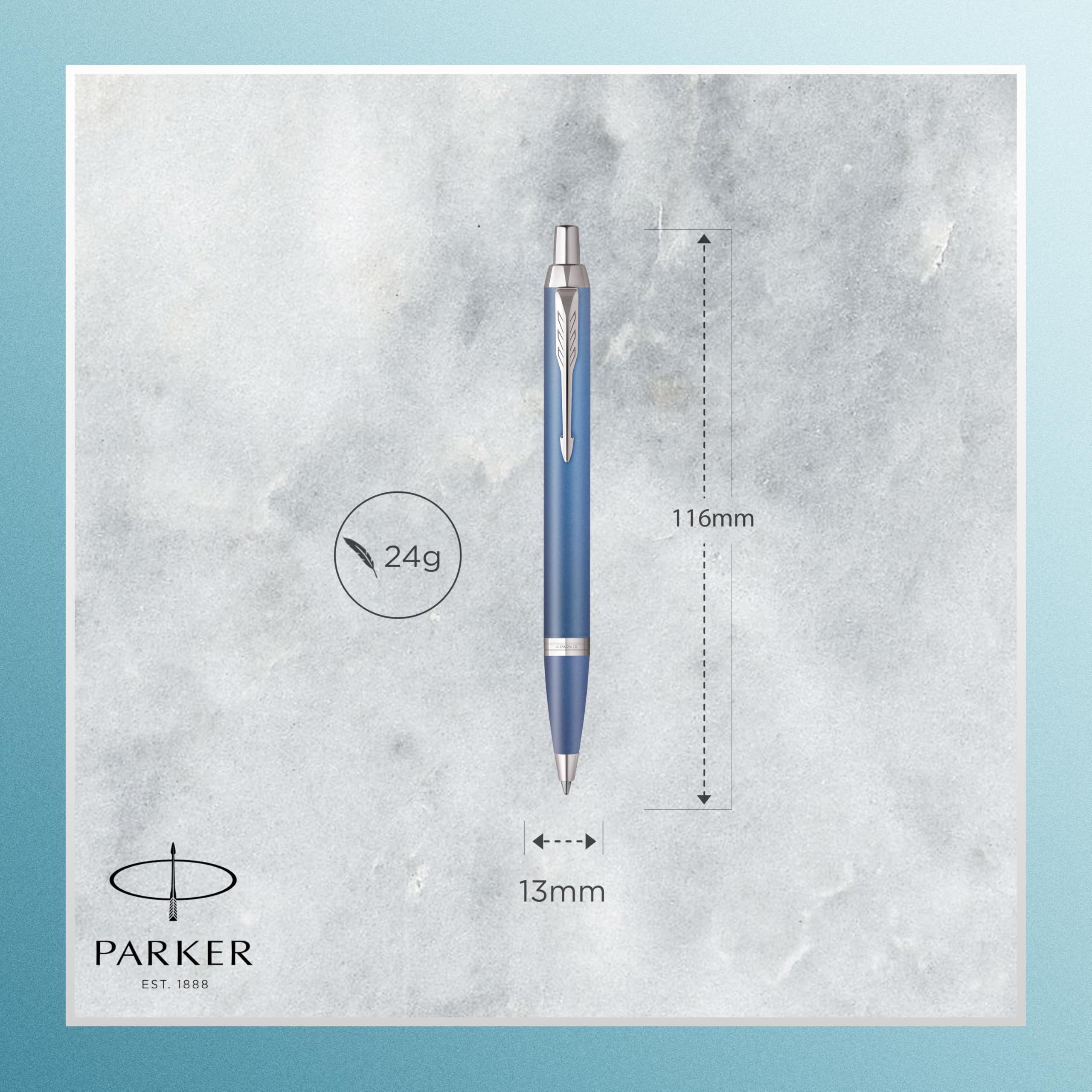 Parker IM Writing Rituals Ballpoint Pen, Rituals Blue Chrome Trim - Image 3
