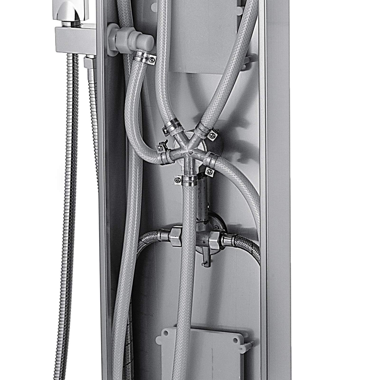 Panel de Ducha de Acero Inoxidable Columna de Hidromasaje 5 en 1 Columna de Hidromasaje para Hogar Hotel (Separado, Plata cepillada)