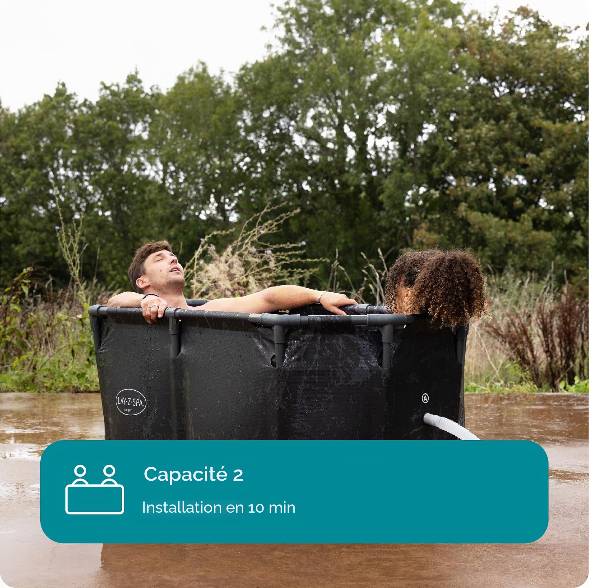Lay-Z-Spa Glacial Baignoire Plongeante Froide avec Housse résistante aux intempéries et Pompe filtrante, pour thérapie à l'eau Froide et récupération des athlètes, 1 à 2 Personnes